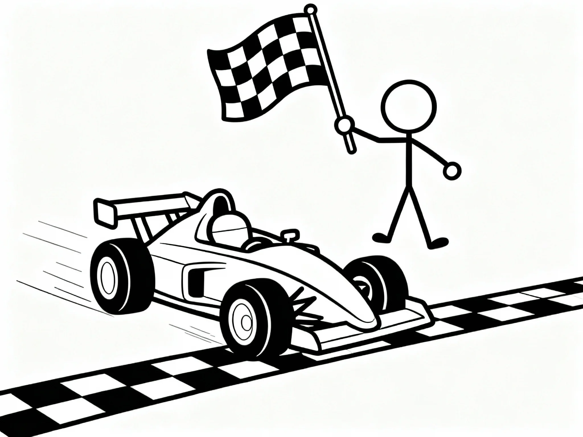 Race Car with Checkered Flag
