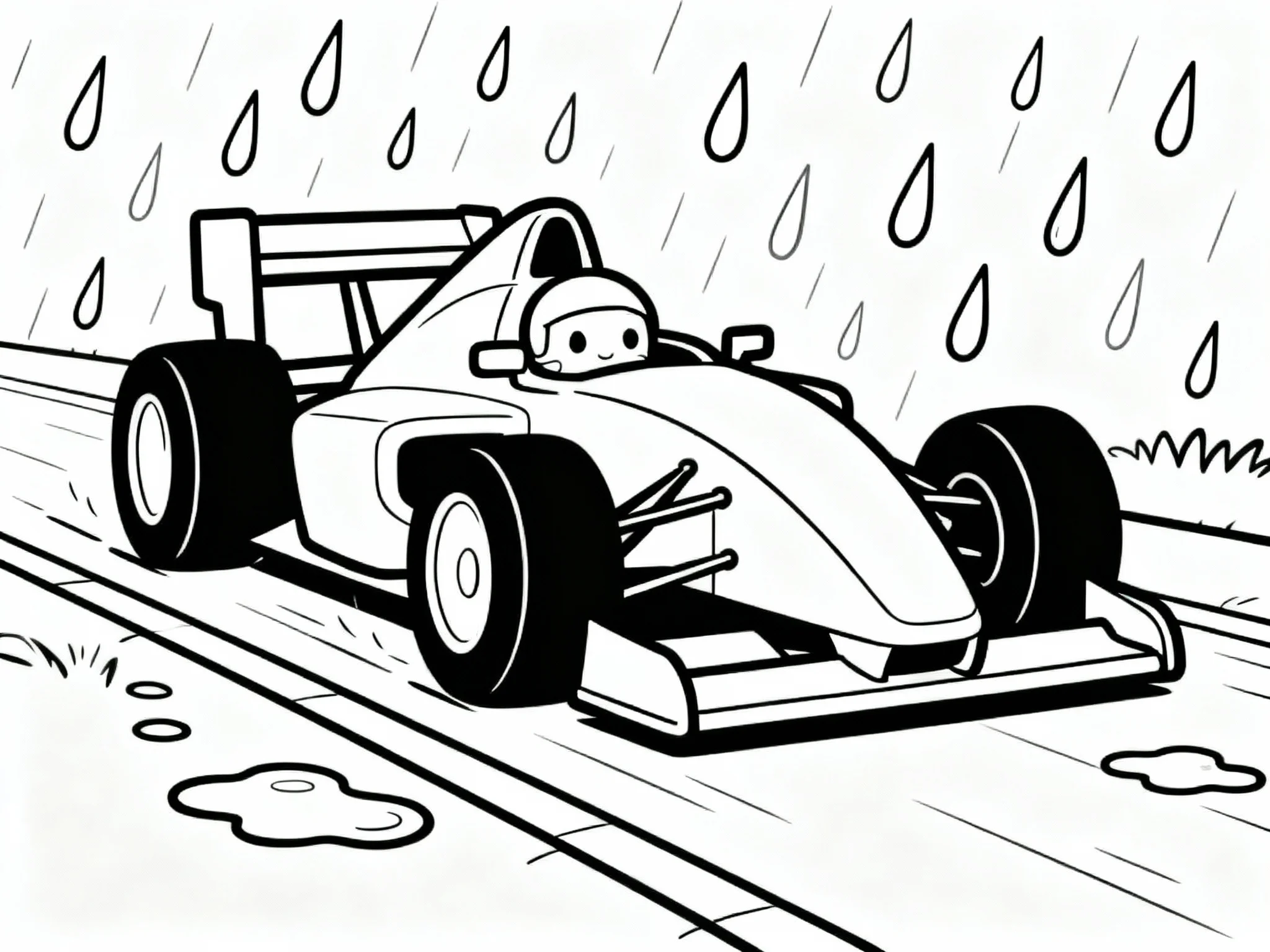 Race Car in the Rain