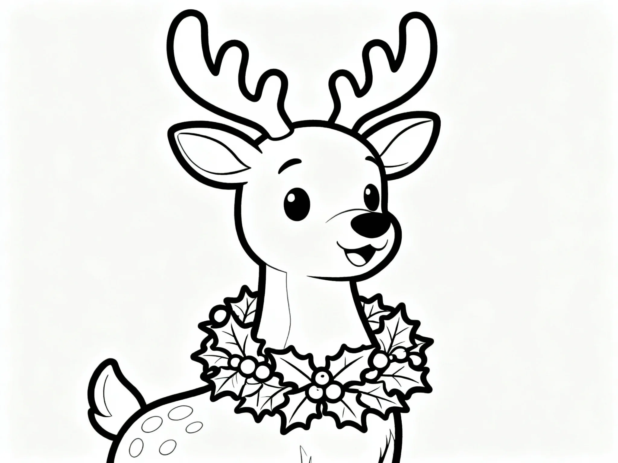Reindeer with Holly Wreath