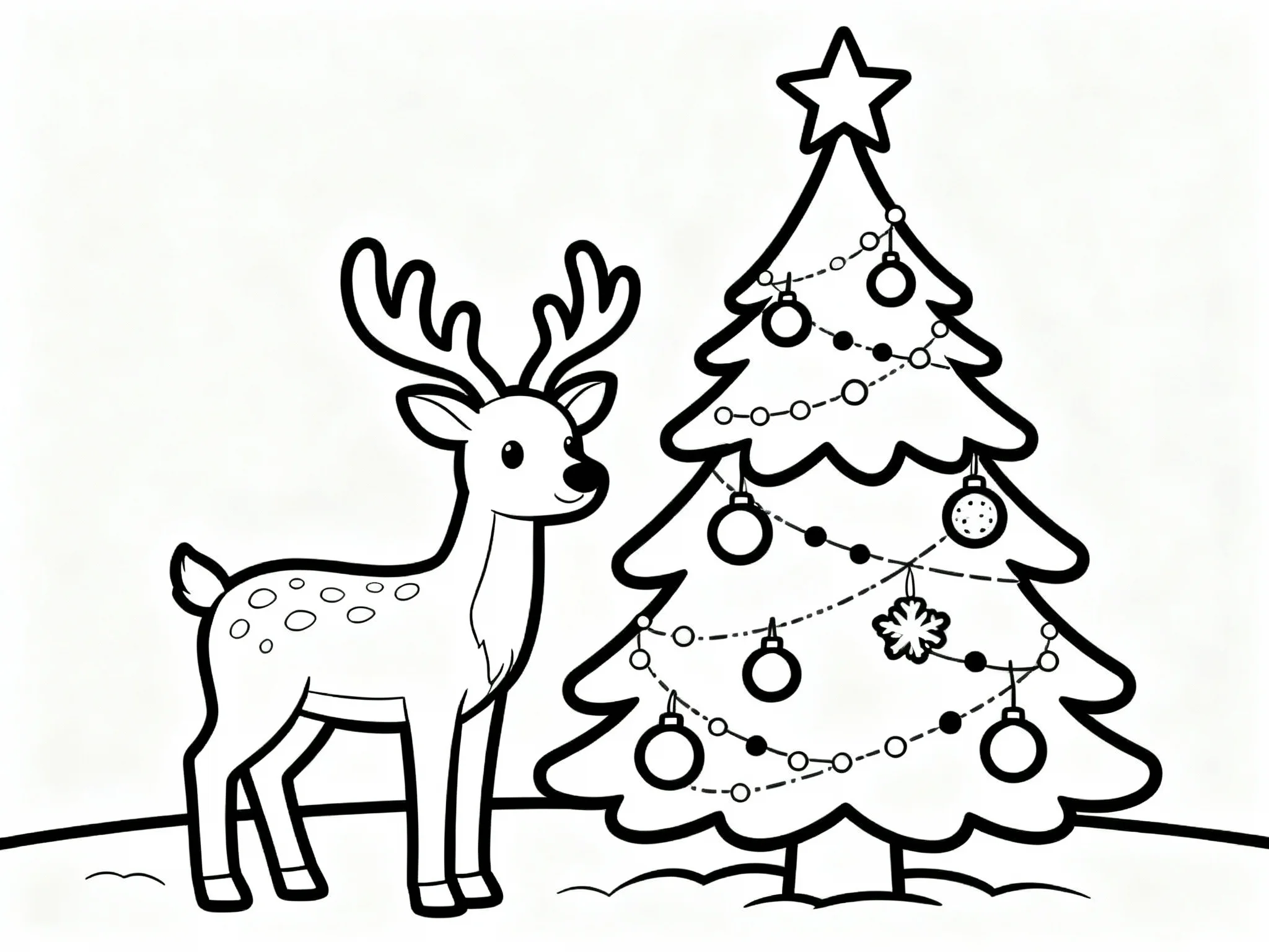 Reindeer and Christmas Tree