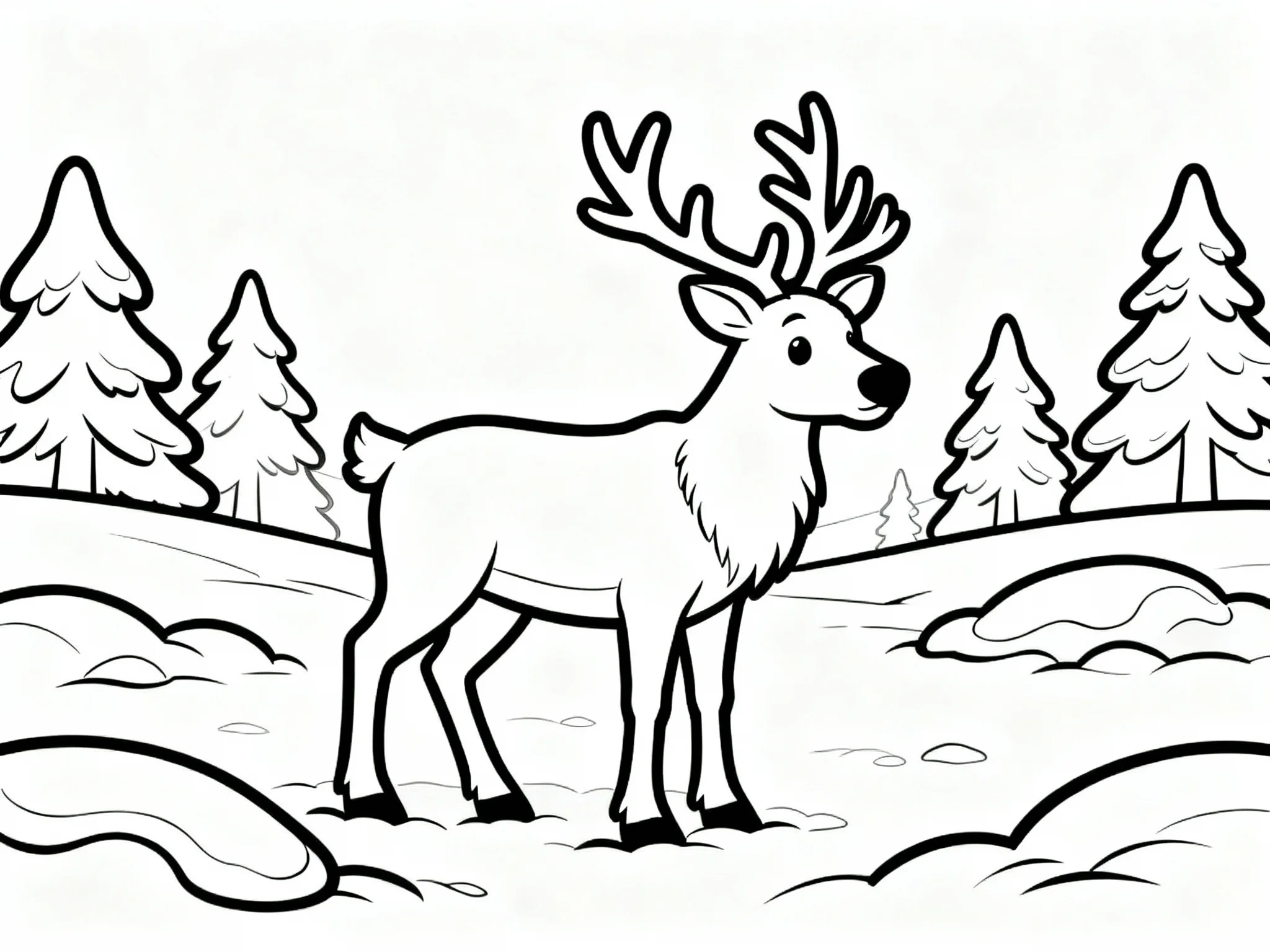 Reindeer in Winter Scene