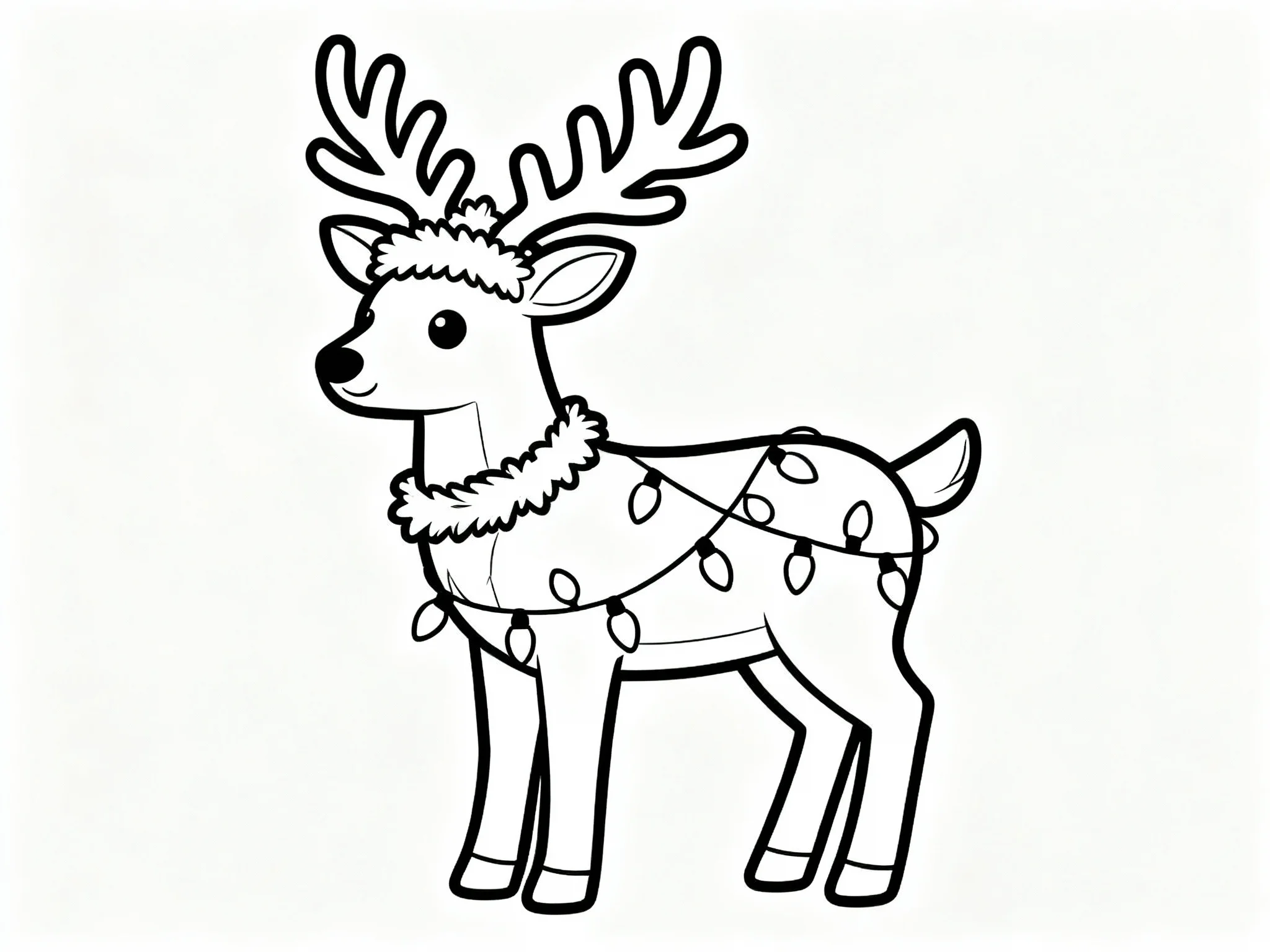 Reindeer with Garland and Lights