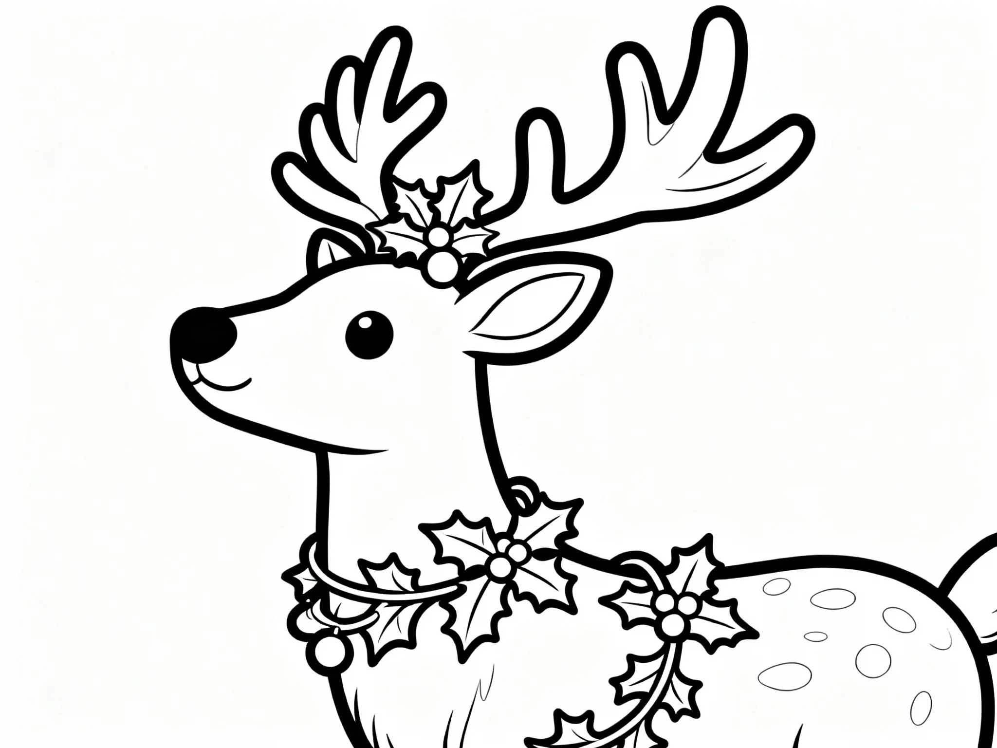 Reindeer with Holly and Ivy