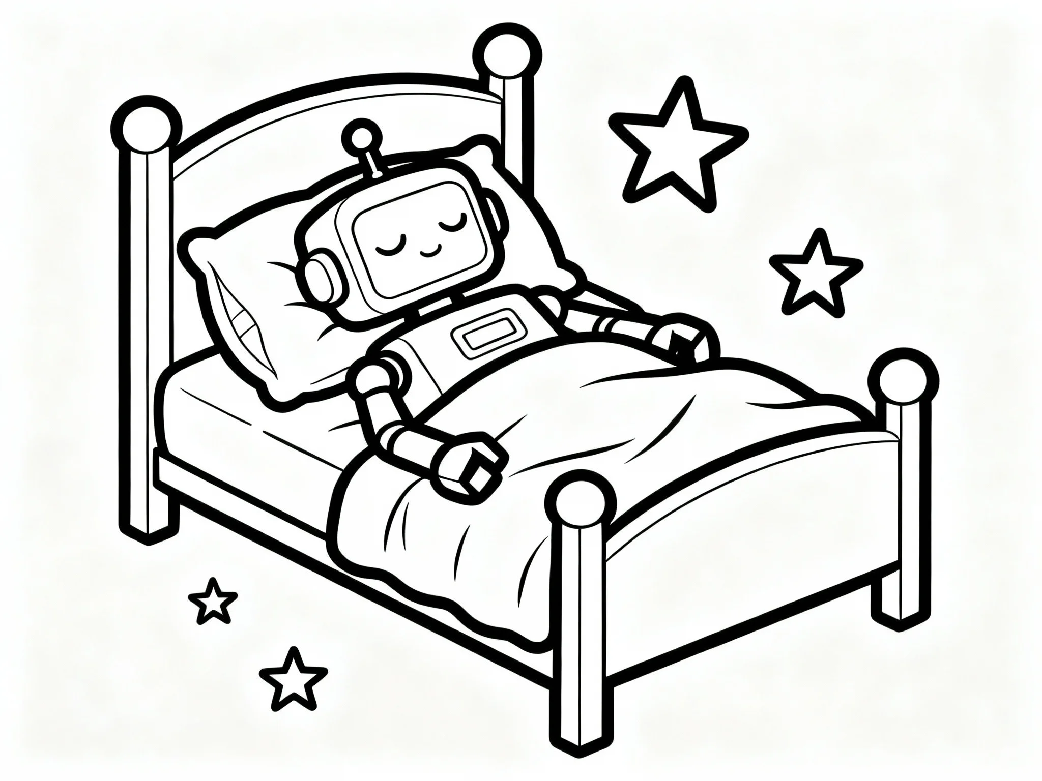 Robot Sleeping in Bed