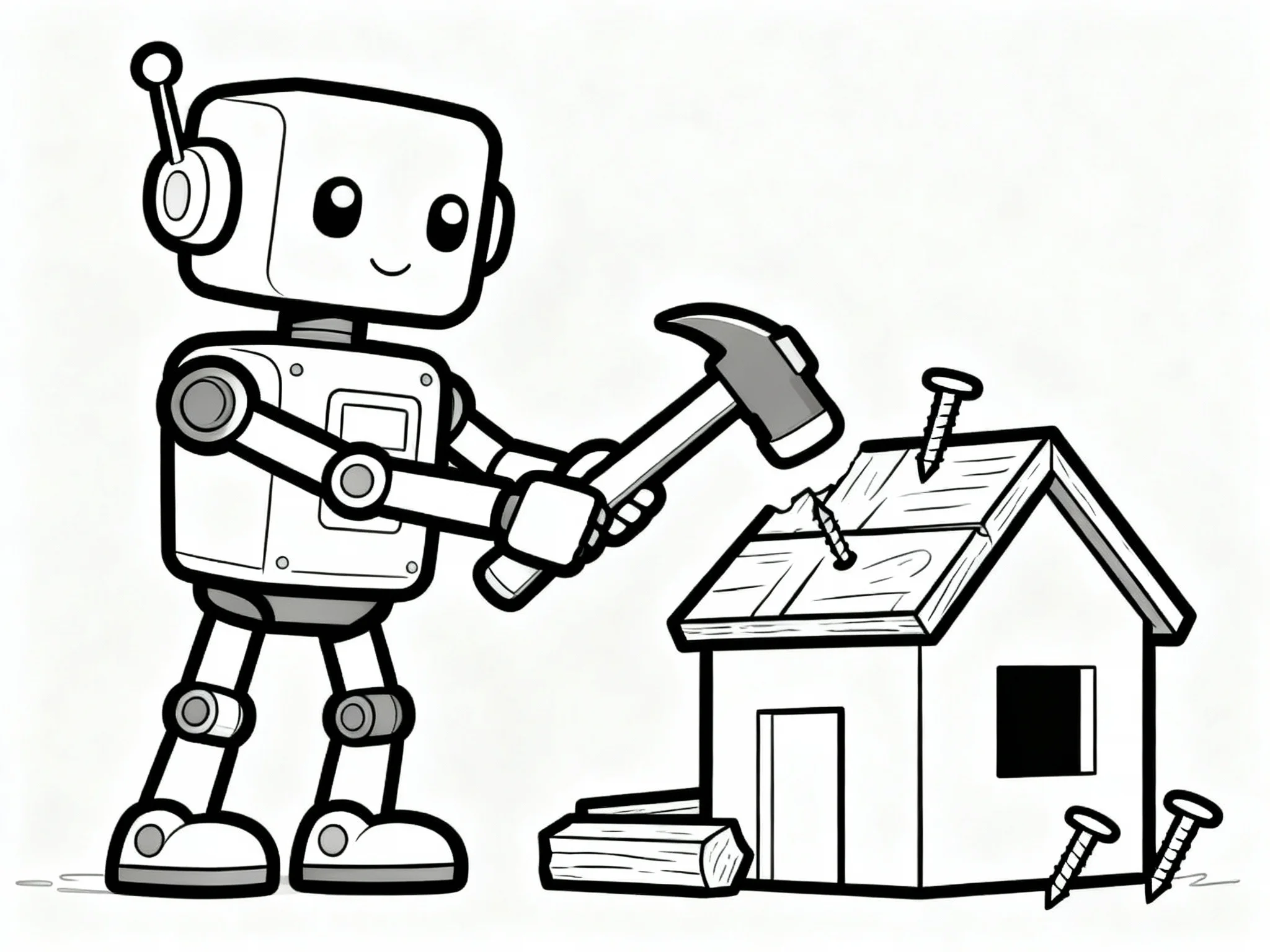 Robot Building a House