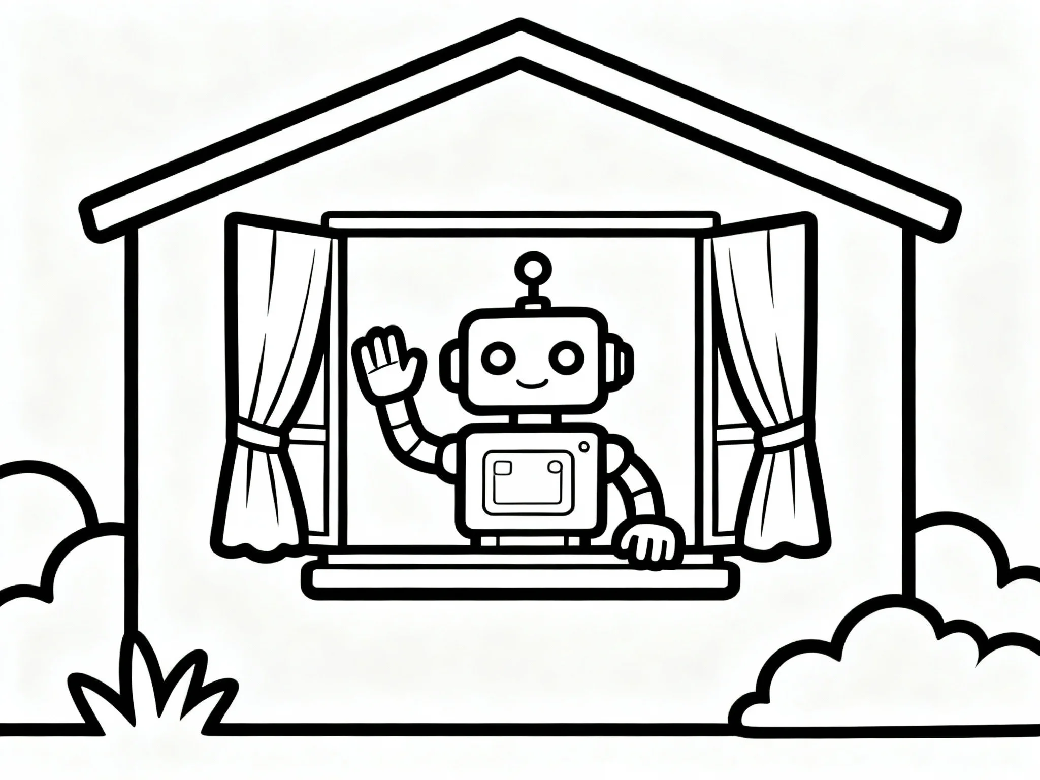 Robot Waving from Window