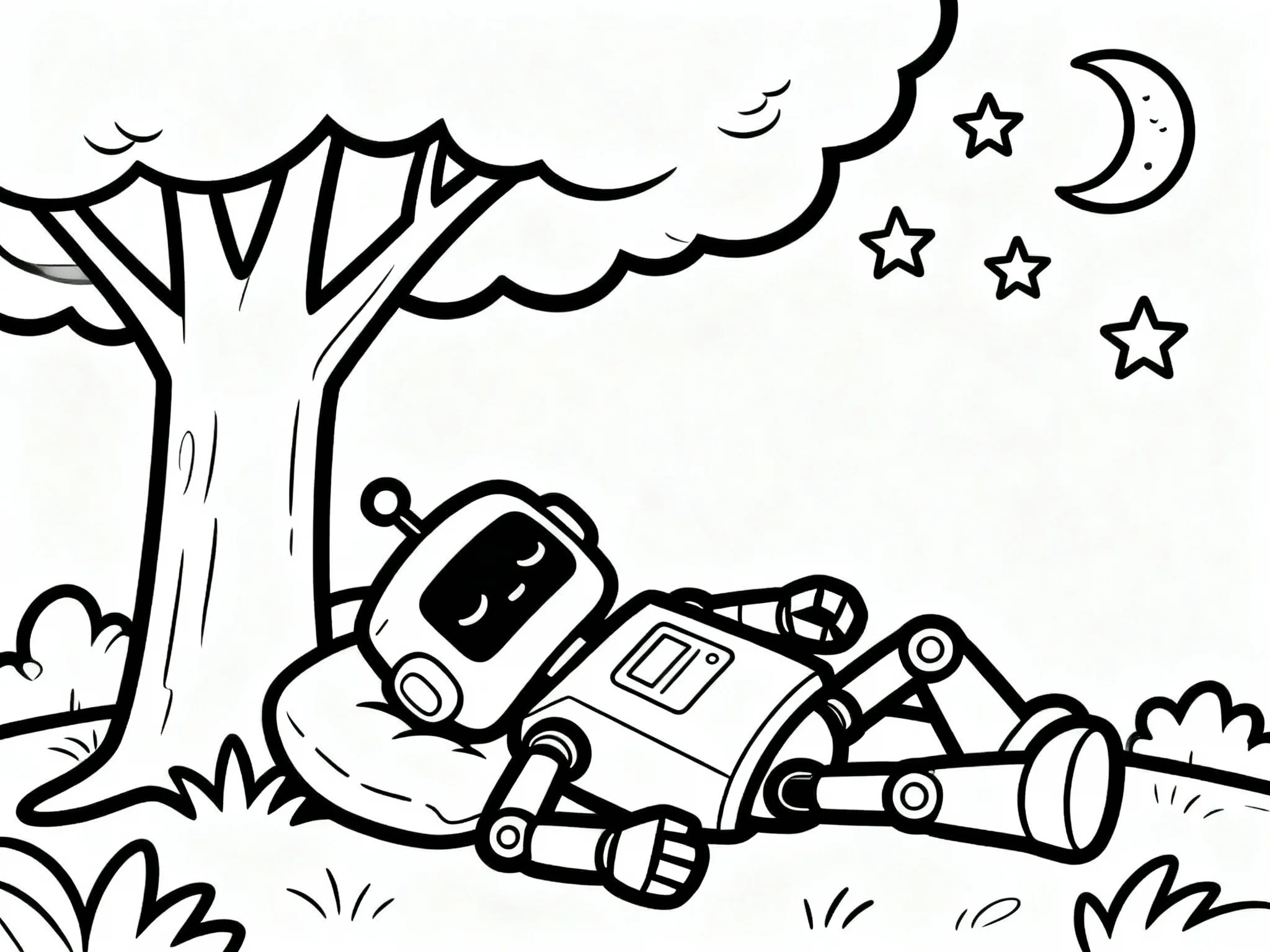 Robot Sleeping Under Stars