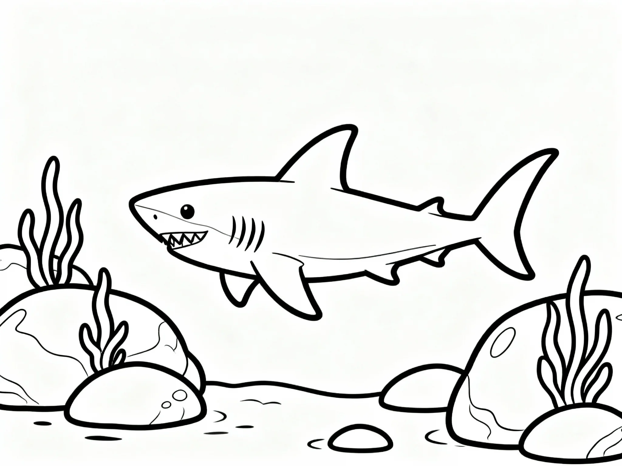 Shark Swimming Through Rocks