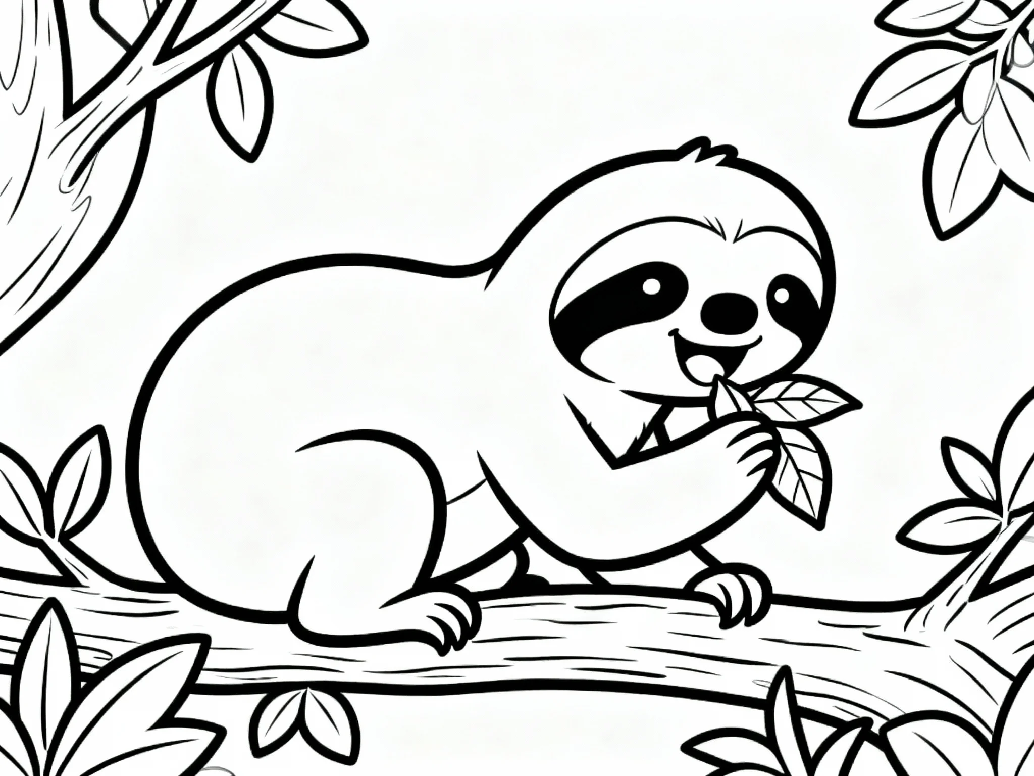 Sloth Eating Leaves
