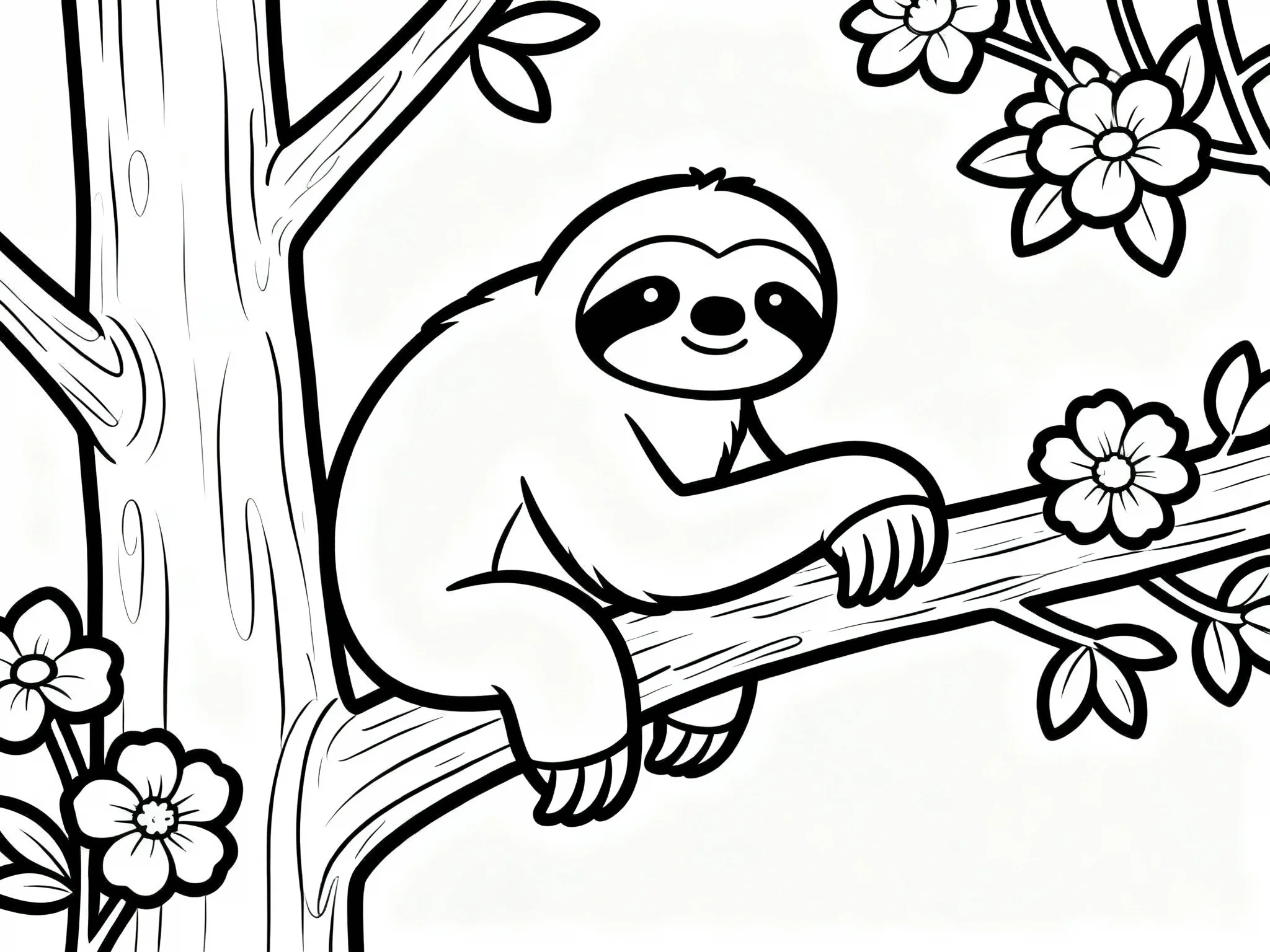 Sloth with Flowers