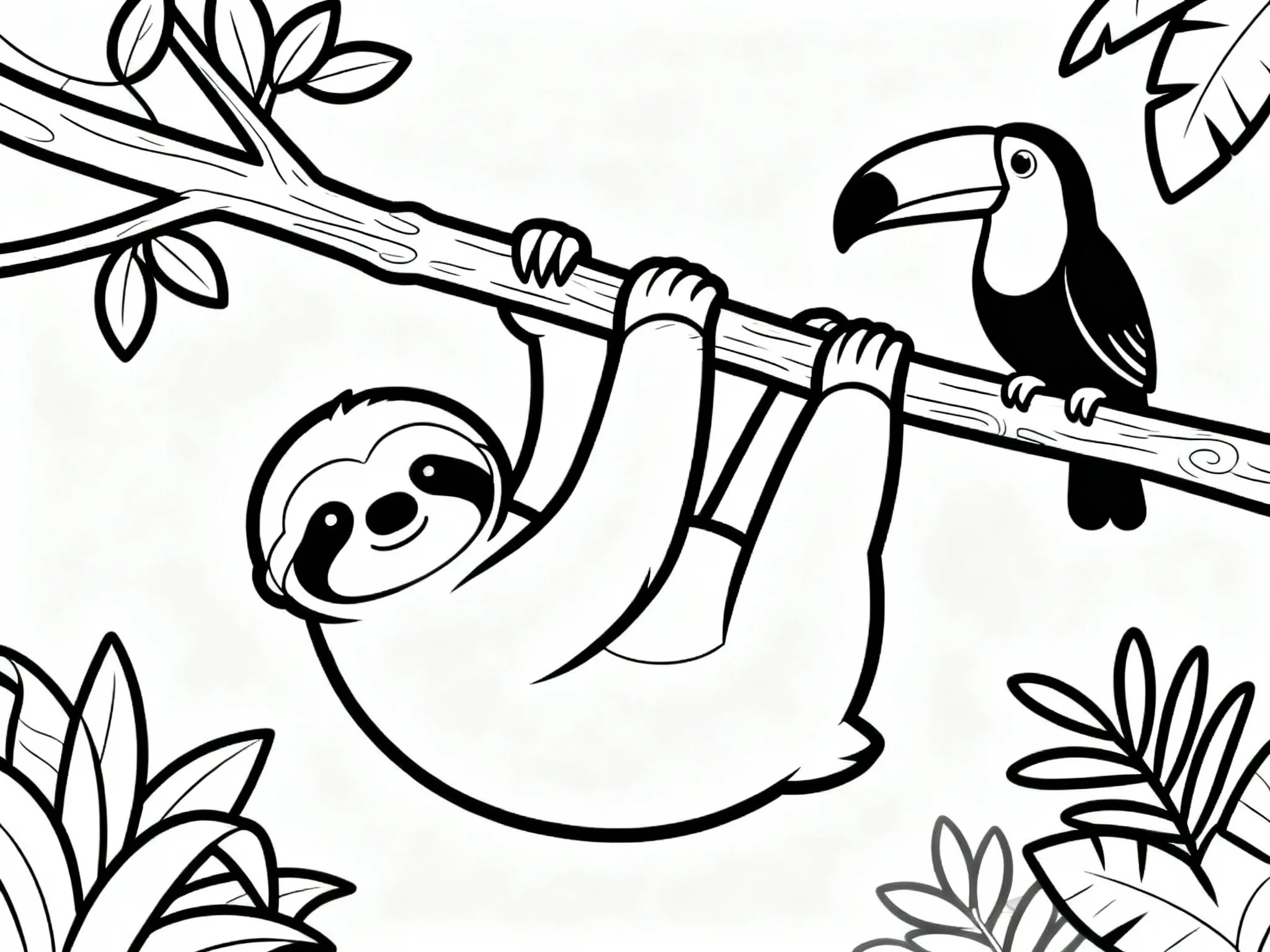 Sloth with Toucan