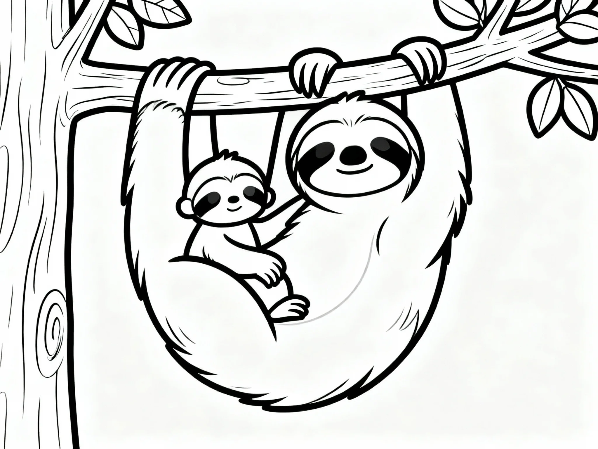 Baby Sloth Hugging Mom