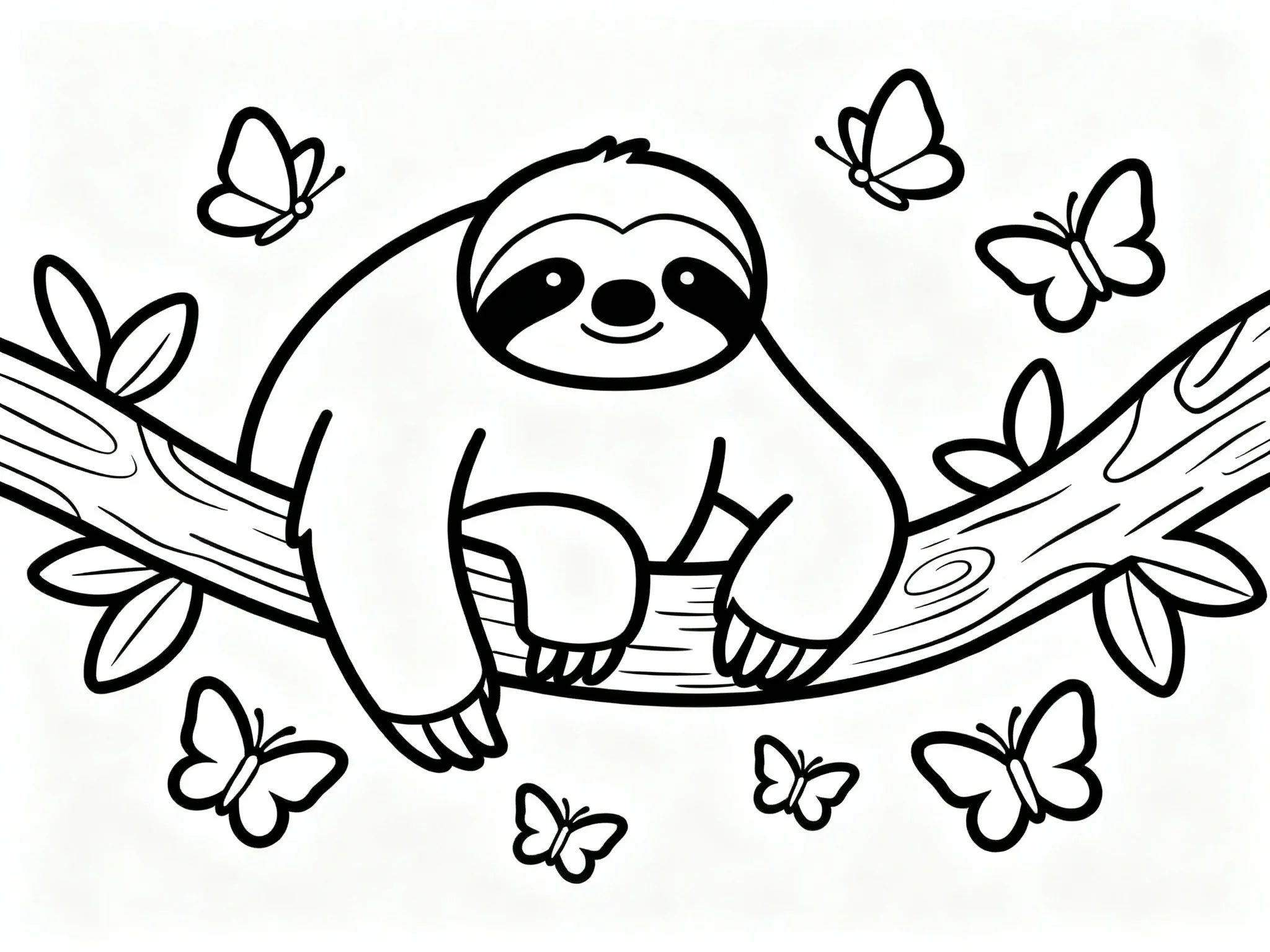 Sloth with Butterfly Friends
