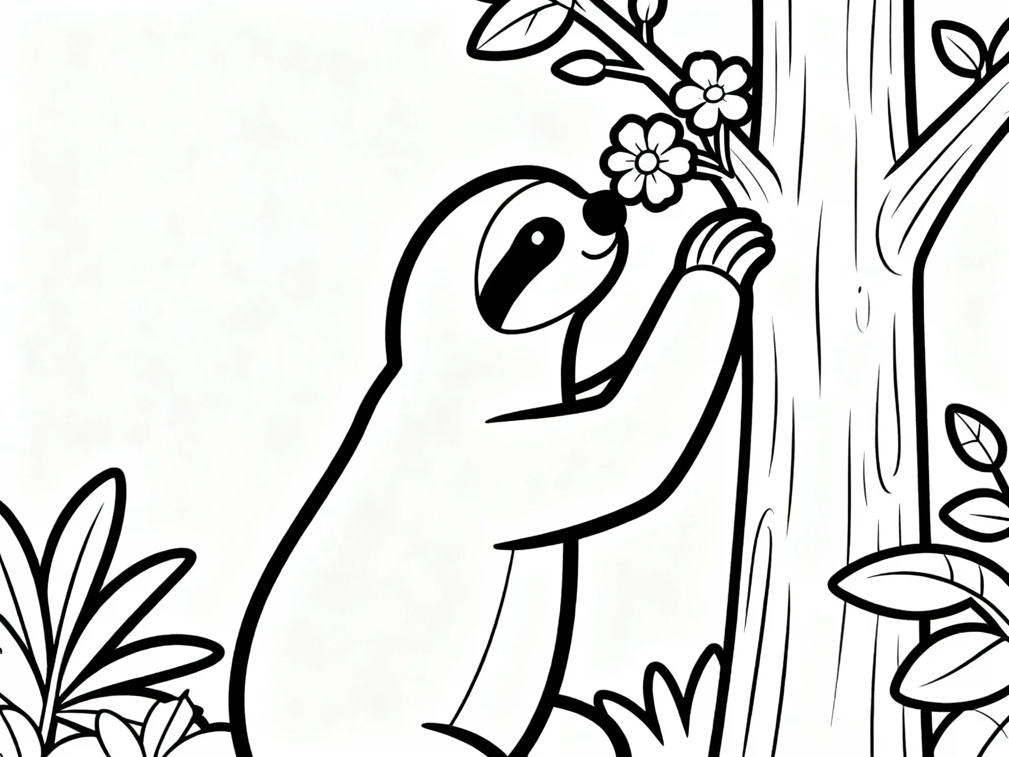 Sloth Eating Flowers