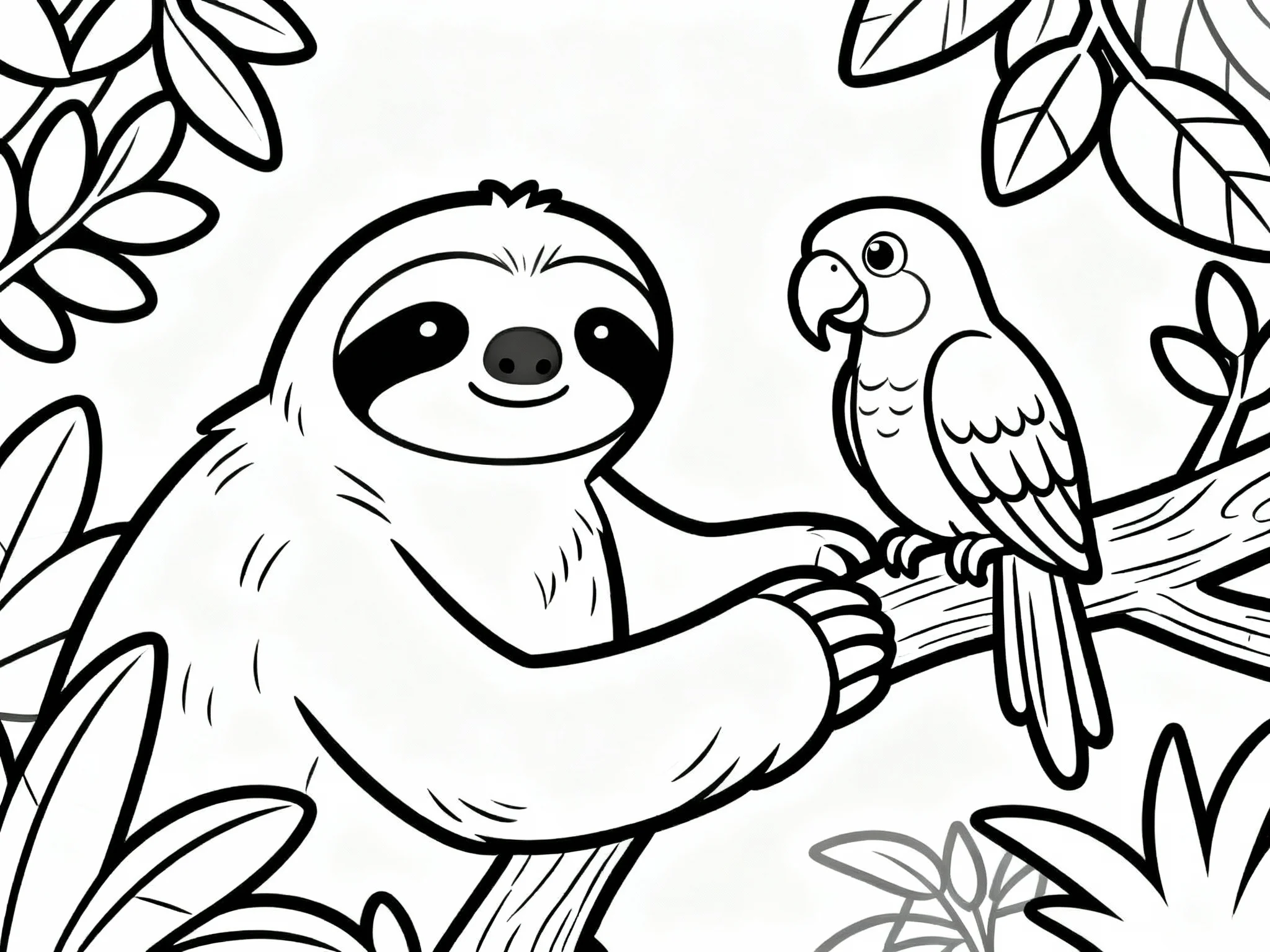 Sloth with Friend Parrot