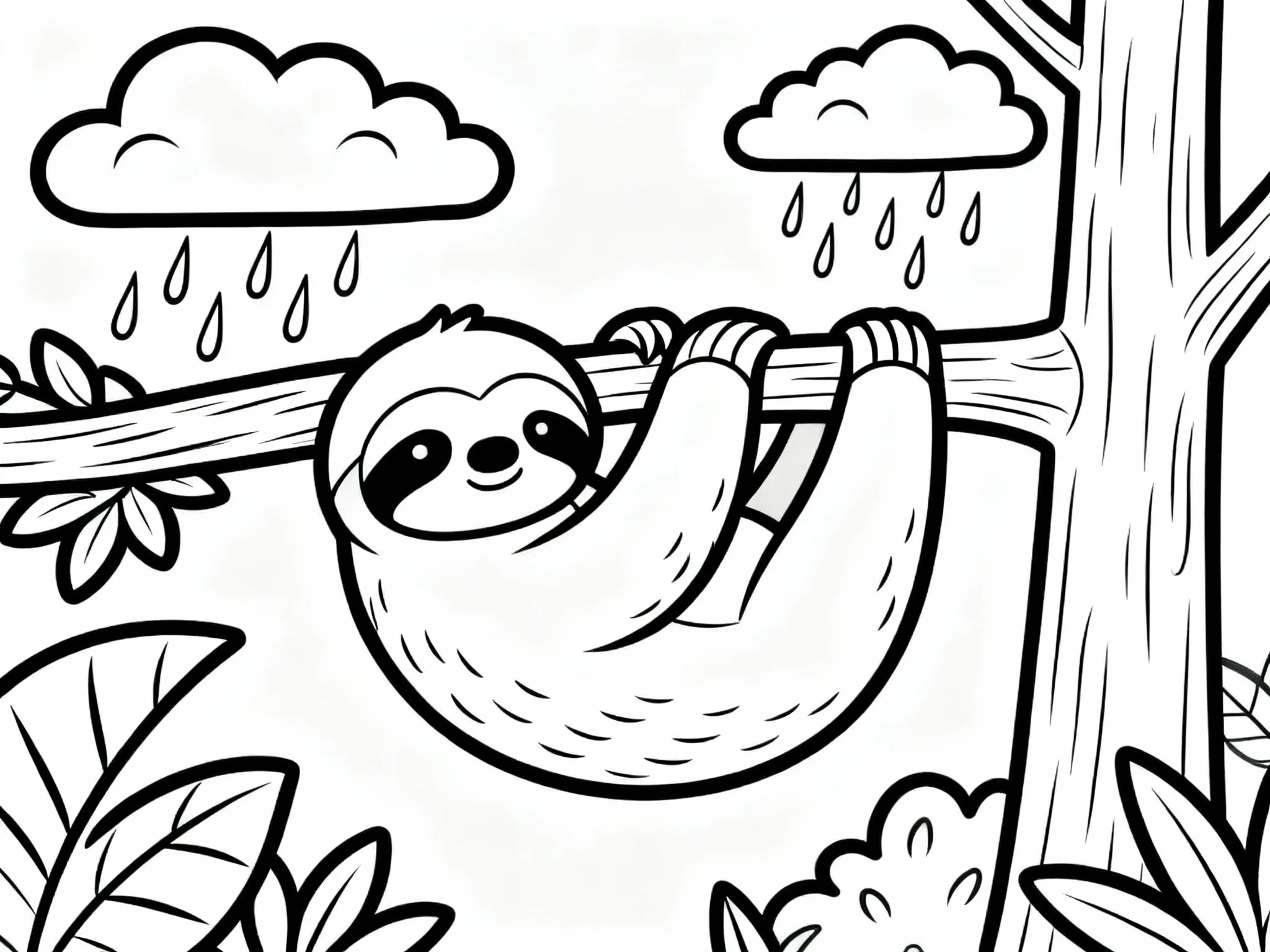 Sloth in Rainy Forest