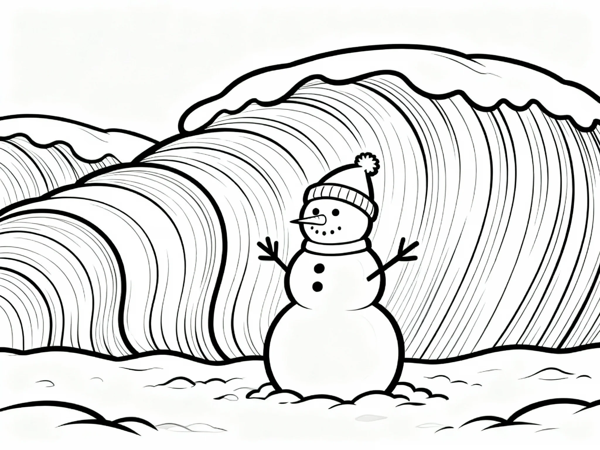 Snowman with Snowdrifts
