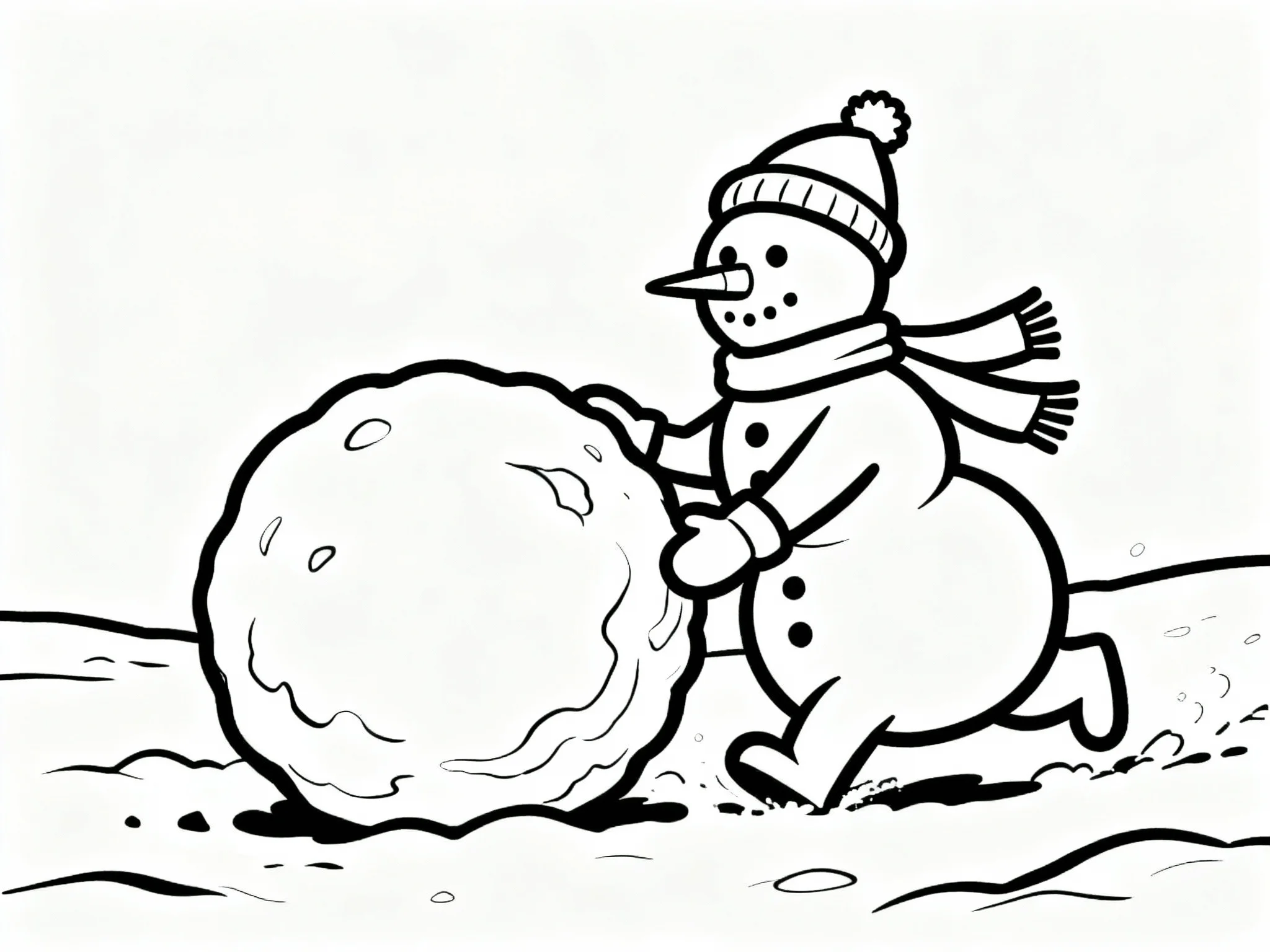 Snowman Rolling Snowball