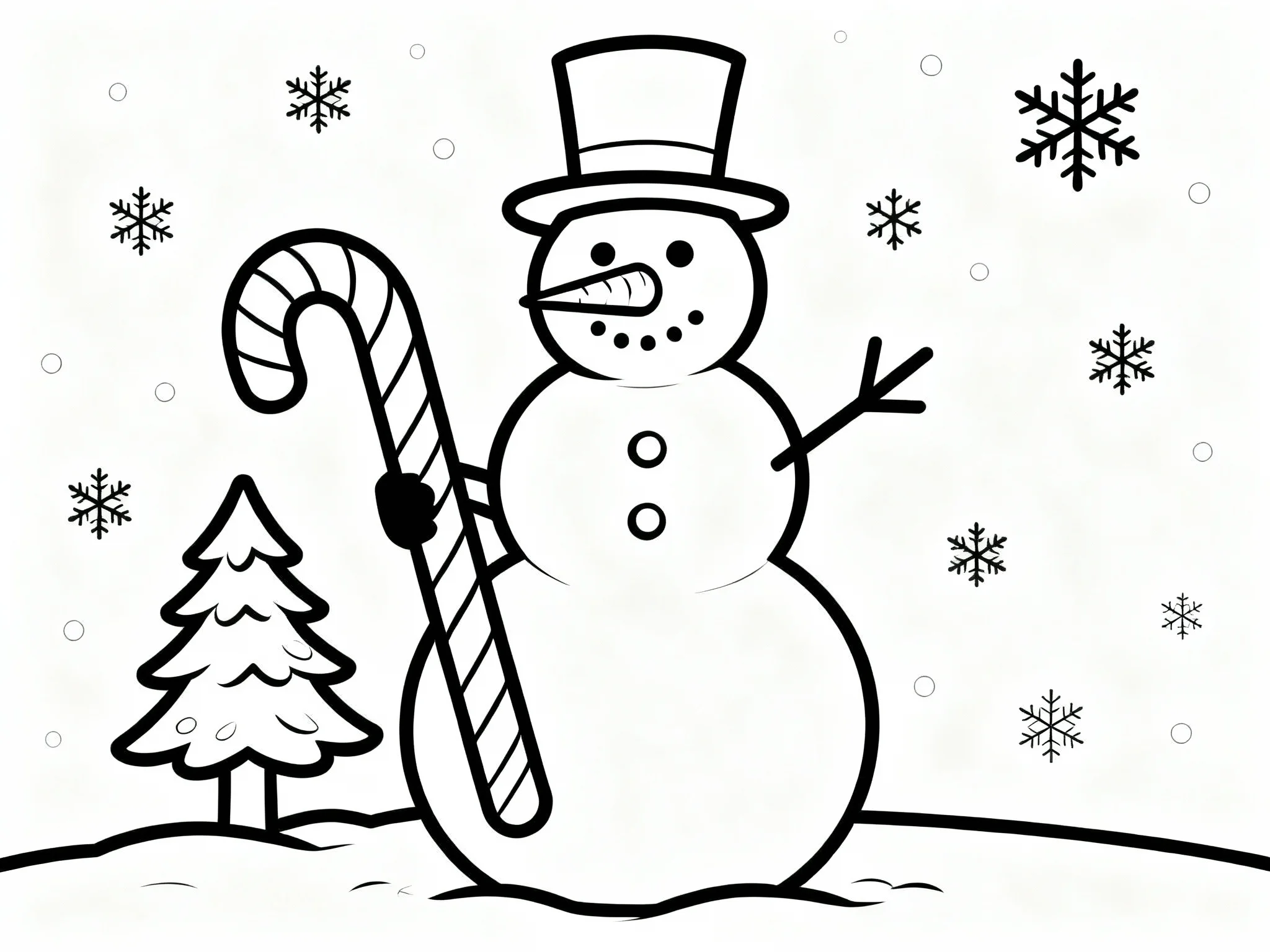 Snowman with Candy Cane