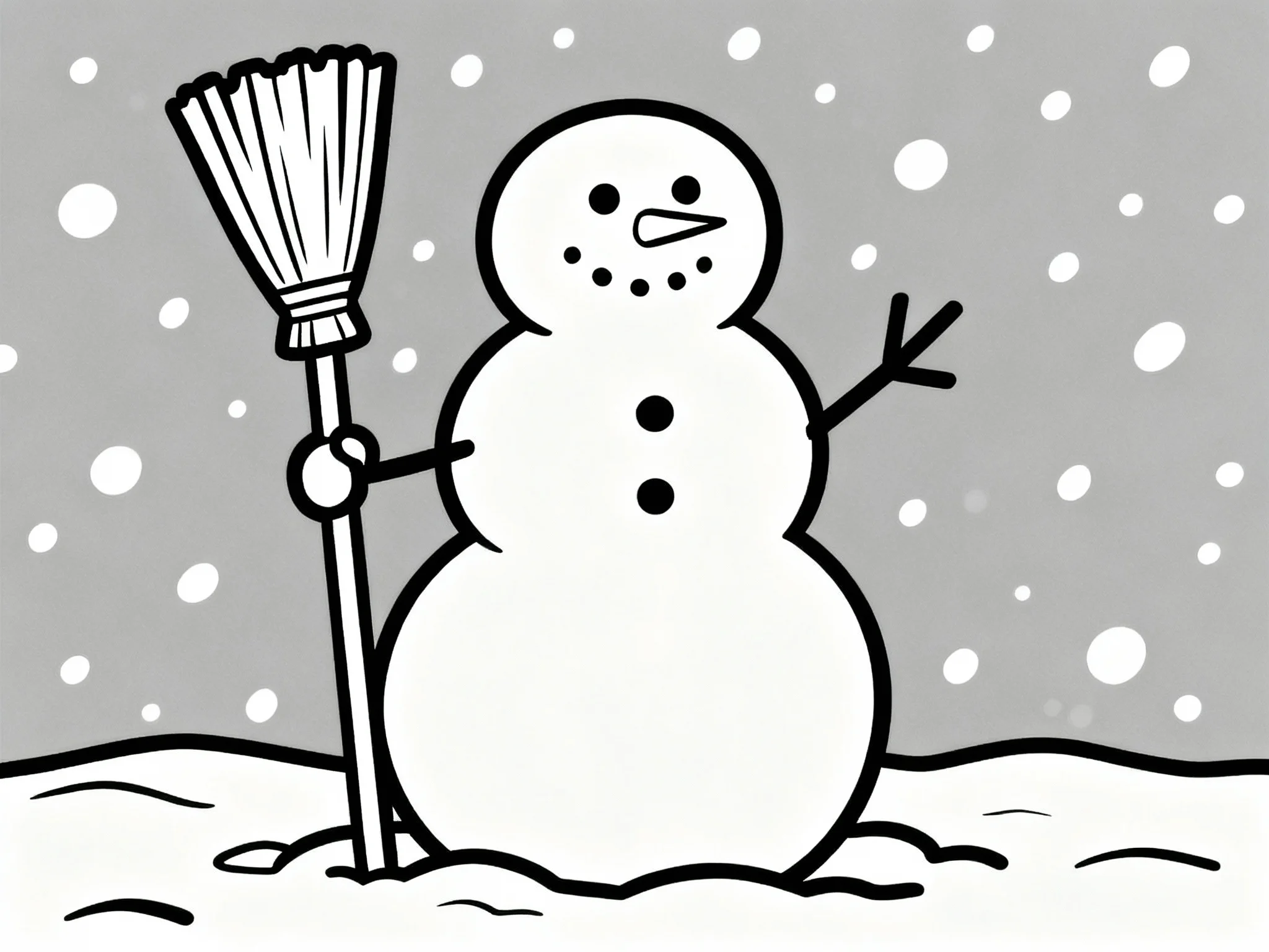 Snowman Holding a Broom