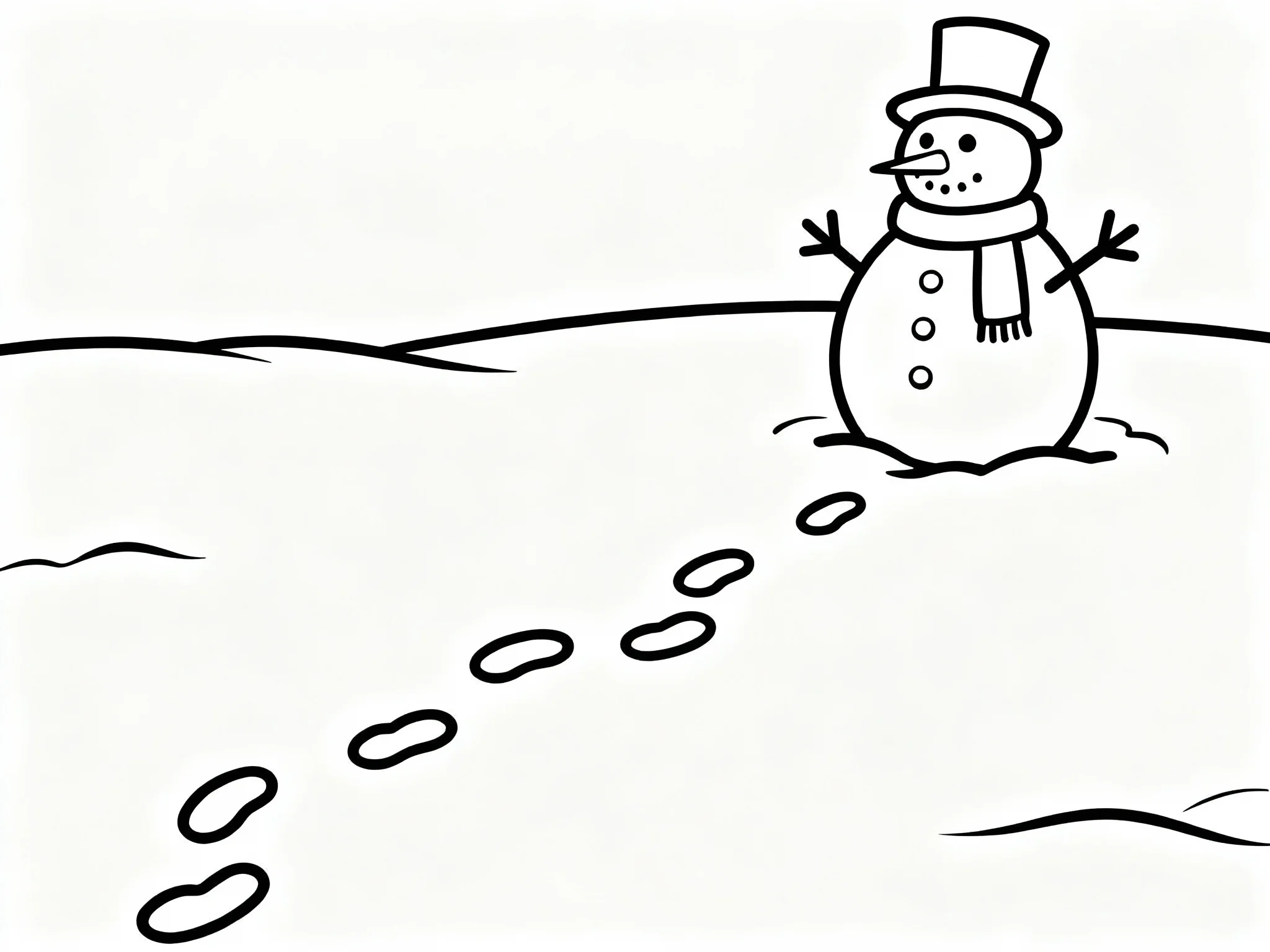 Snowman with Footprints