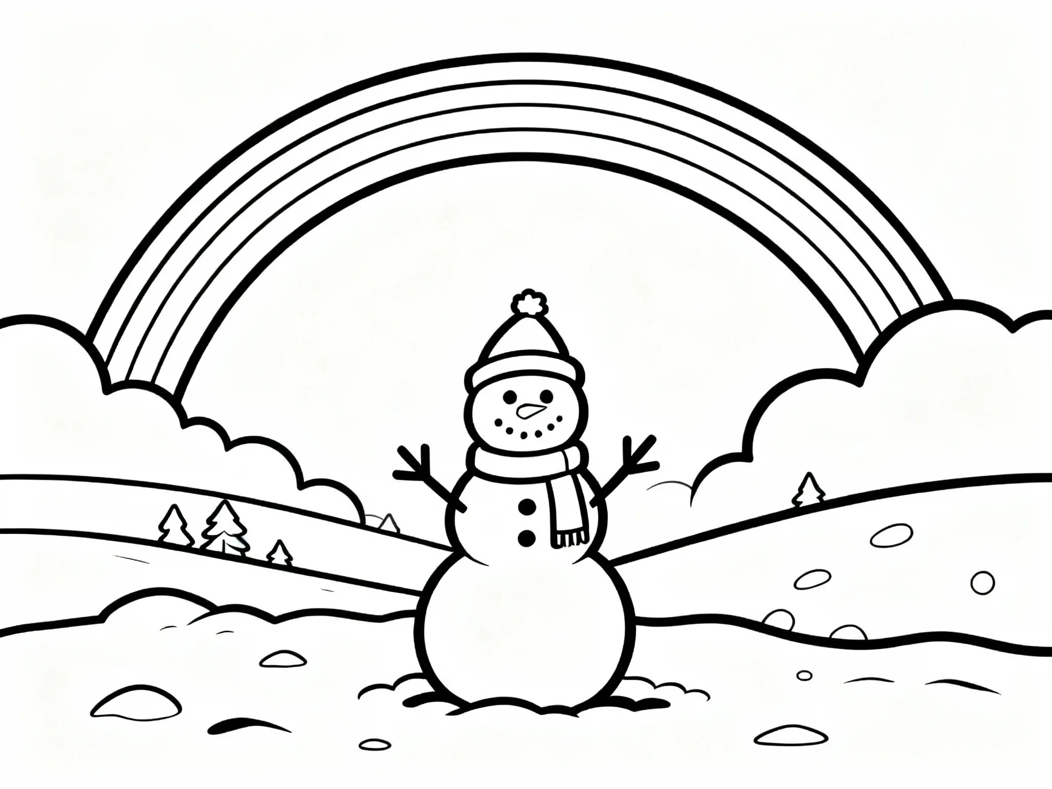 Snowman with Rainbow