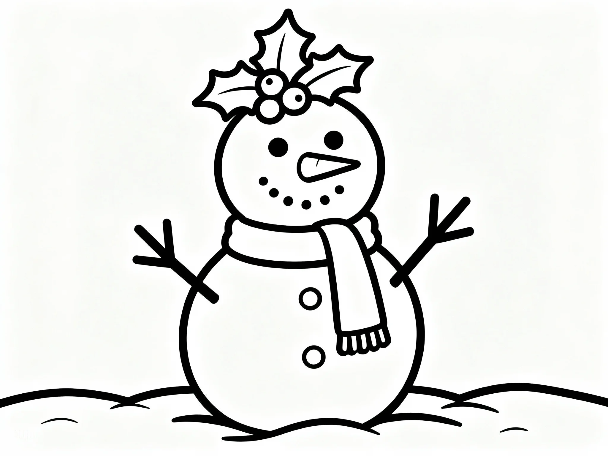 Snowman with Holly Wreath