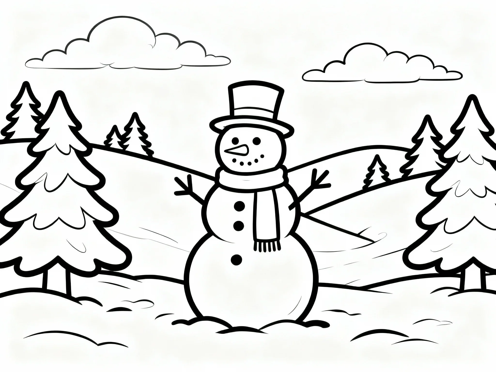 Snowman in Winter Landscape