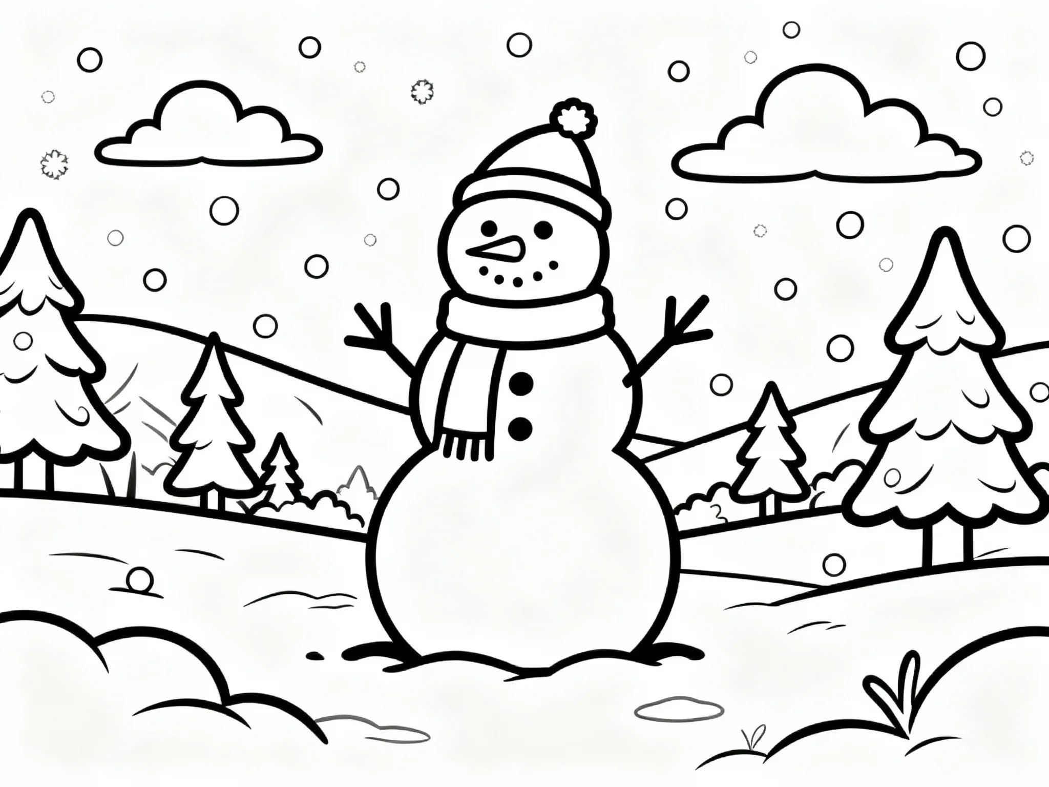 Snowman Winter Scene