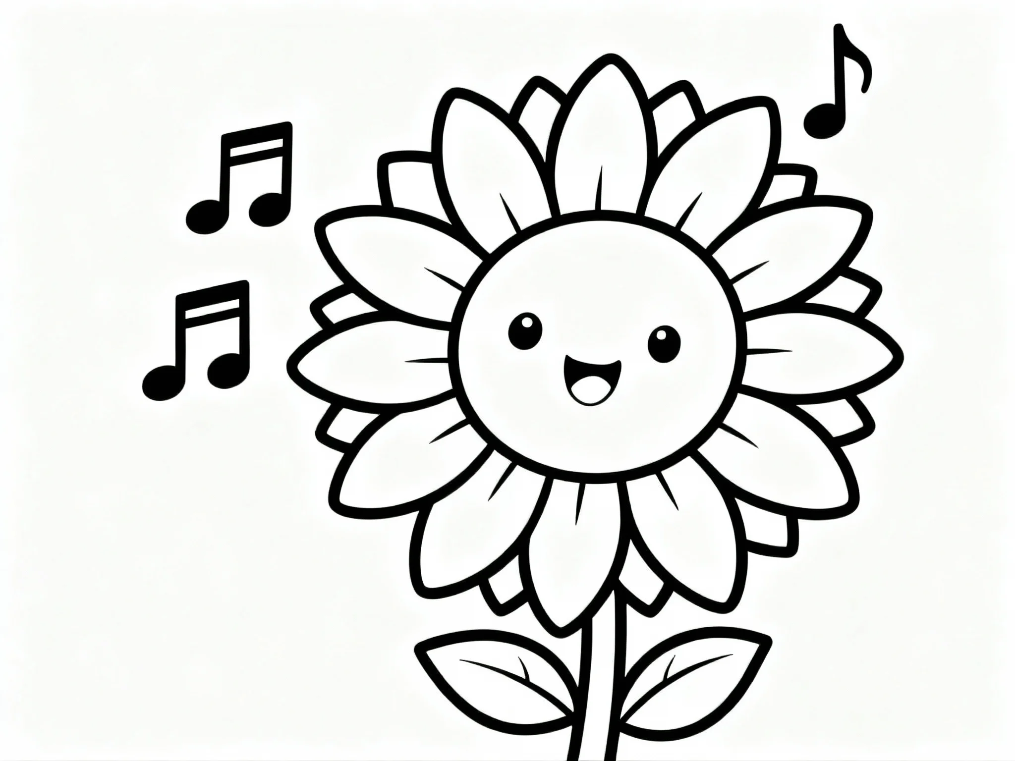 Sunflower with Music Notes
