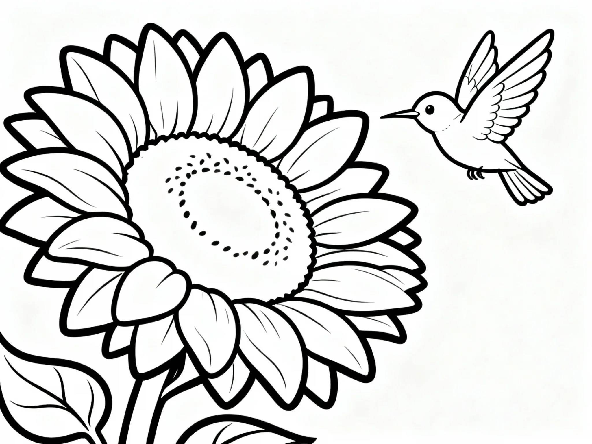 Sunflower with Hummingbird