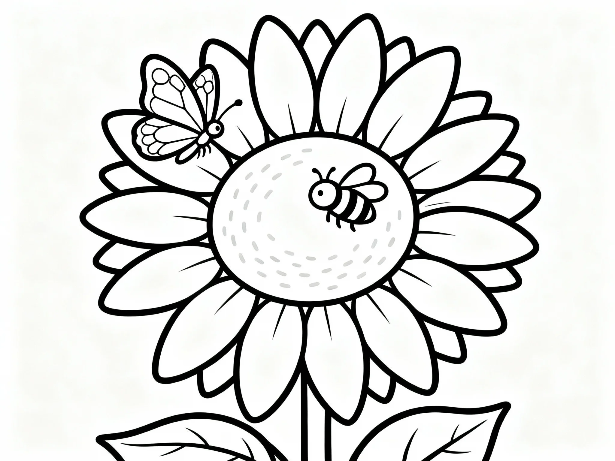 Sunflower with Butterfly and Bee