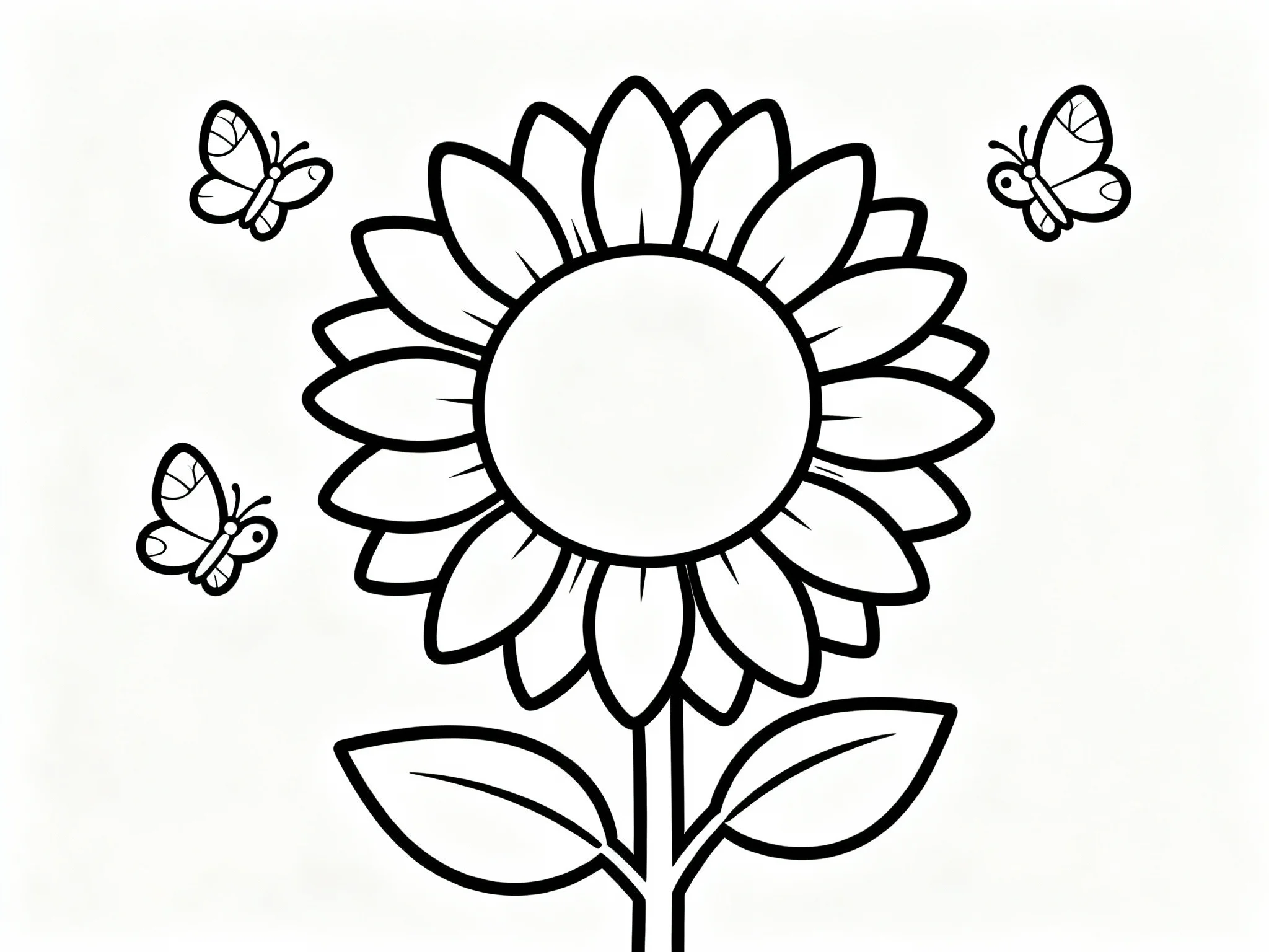 Sunflower with Butterfly Trio