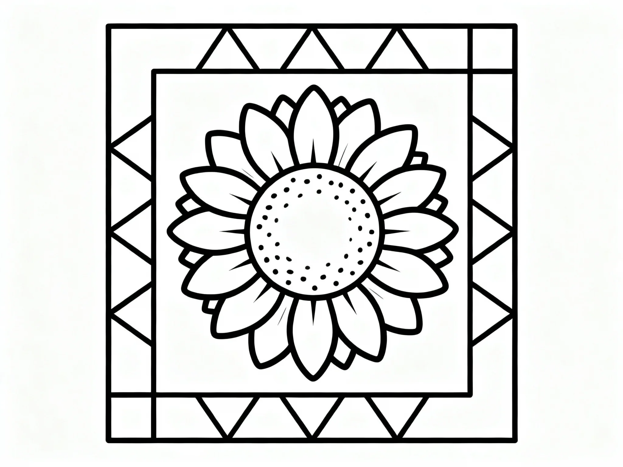 Sunflower with Geometric Border