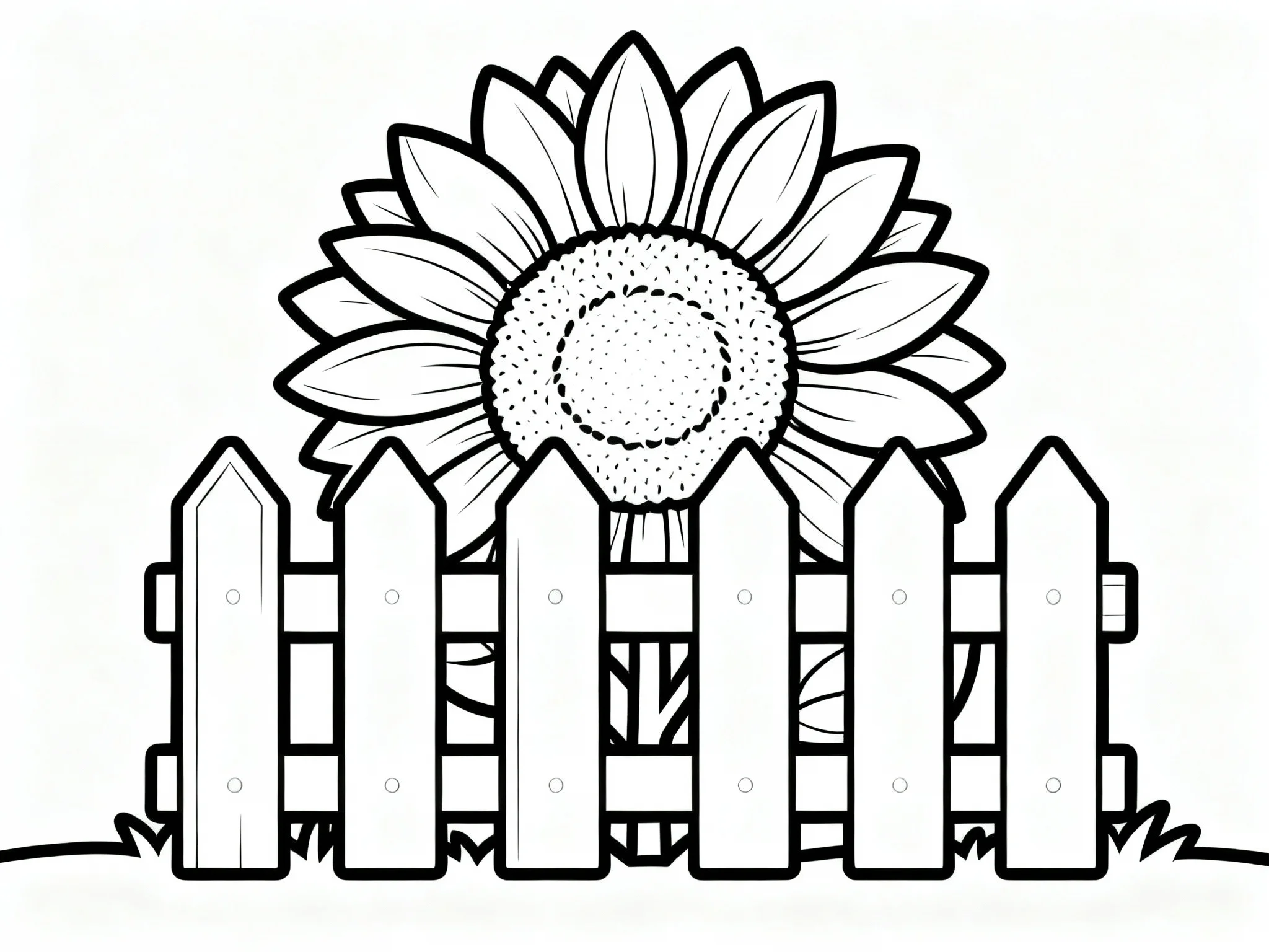 Sunflower with Picket Fence