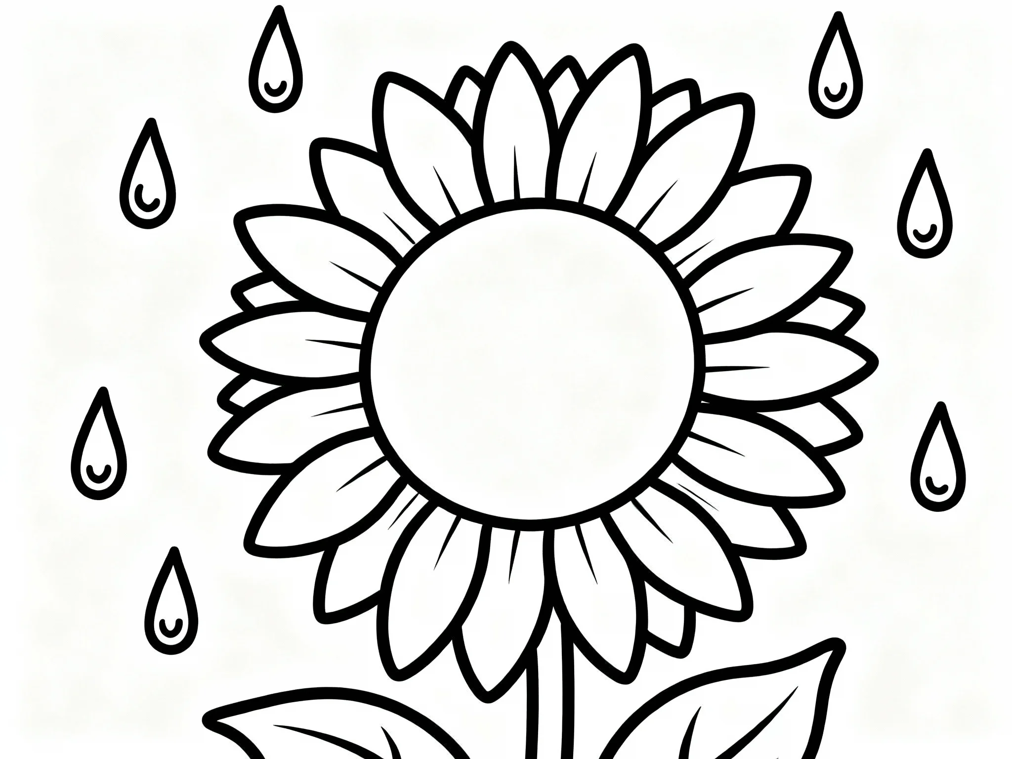 Sunflower with Raindrops