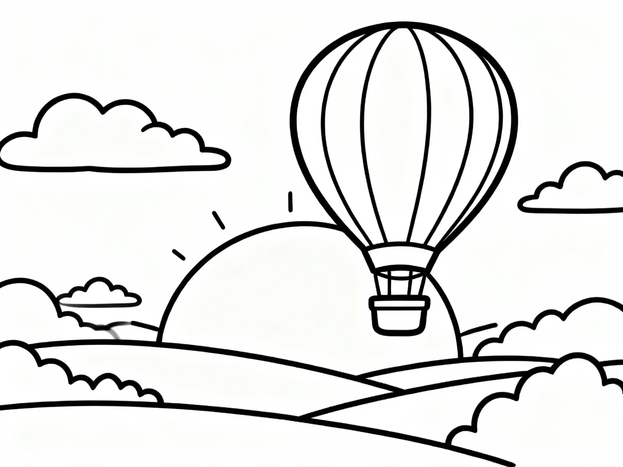 Sunset coloring page preview