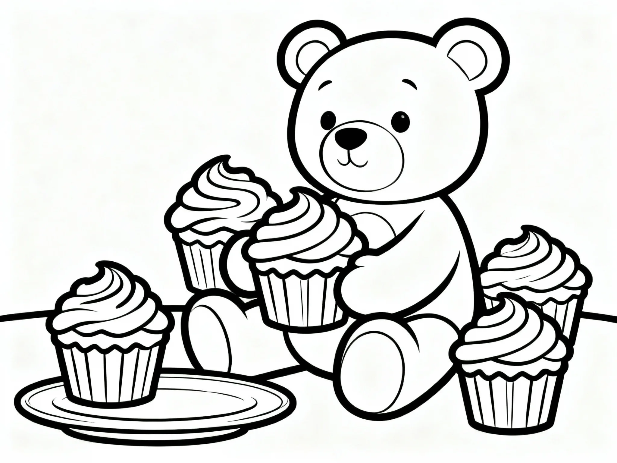 Teddy Bear with Cupcakes