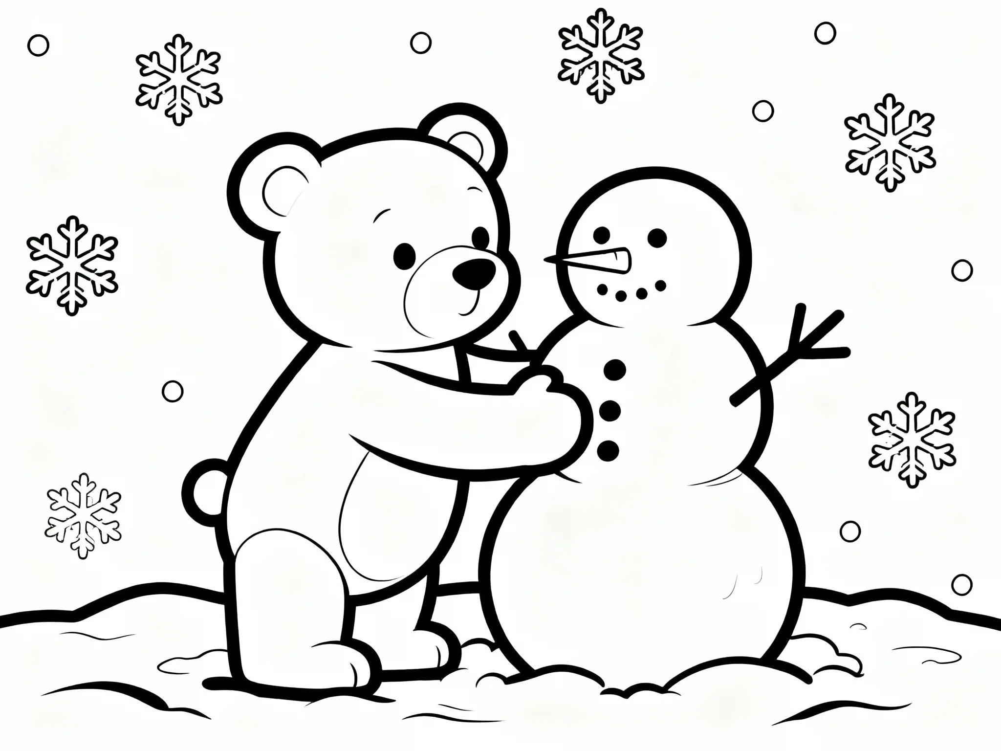 Teddy Bear Building Snowman