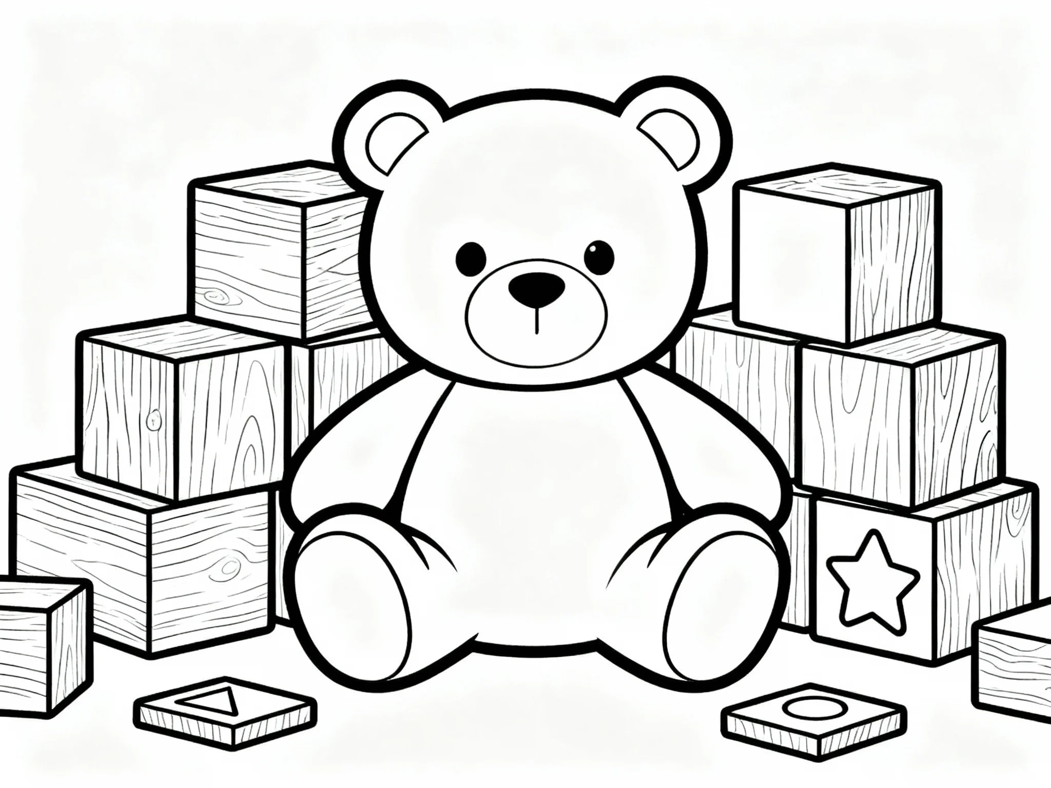 Teddy Bear Playing with Blocks