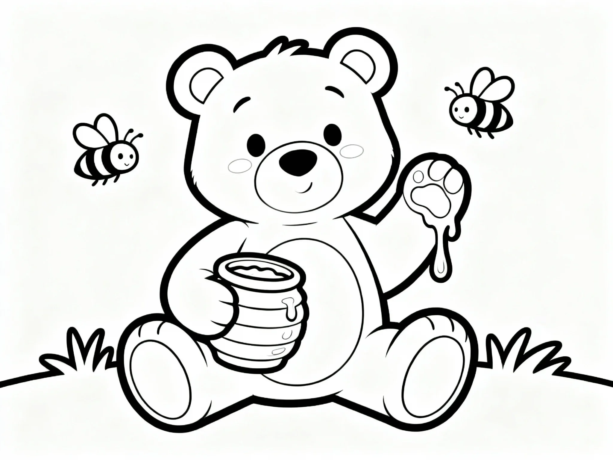 Teddy Bear Eating Honey