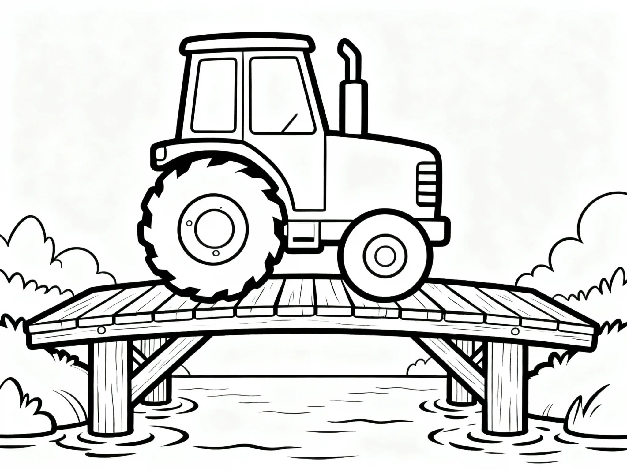 Tractor Crossing a Bridge