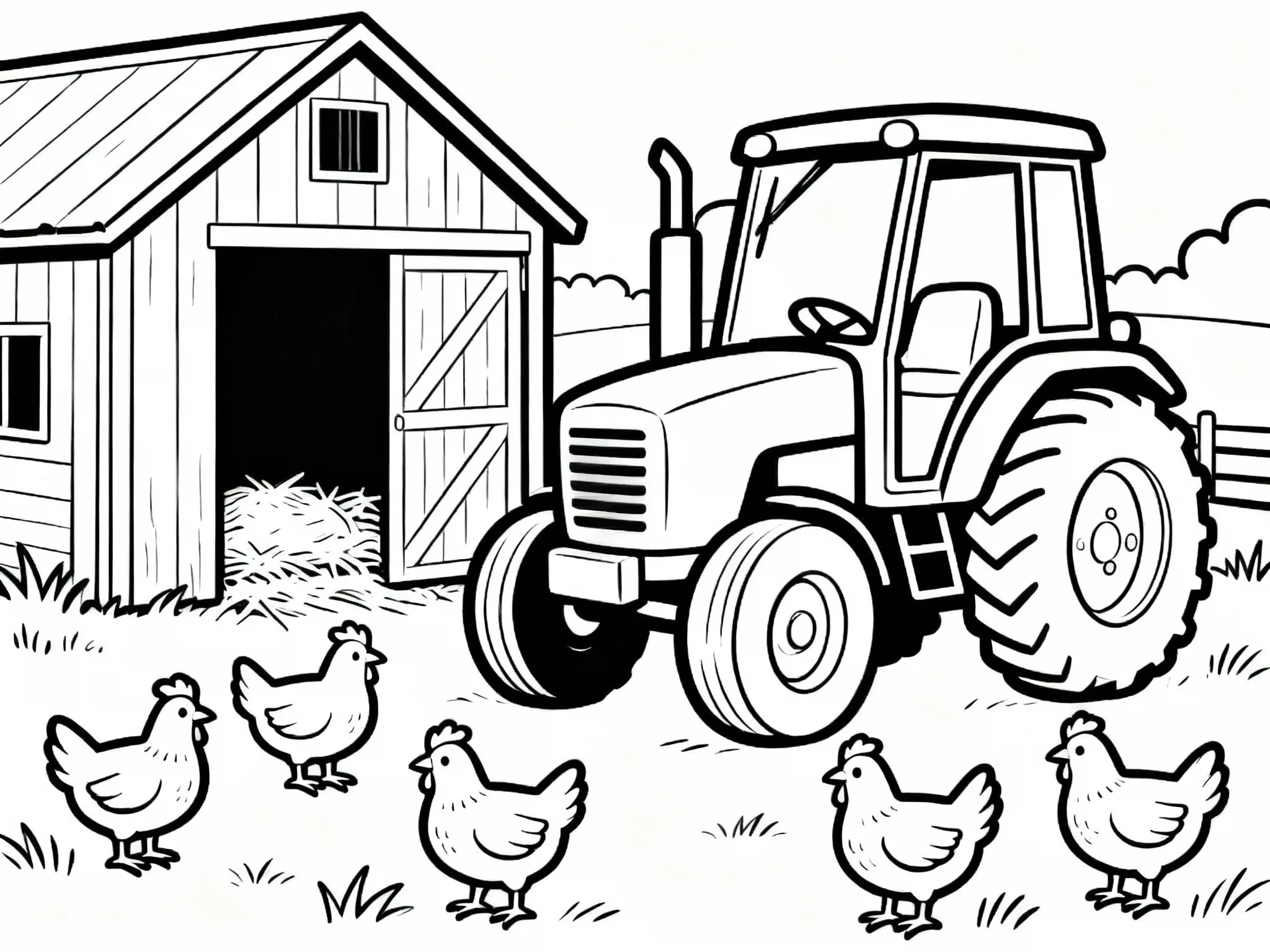 Tractor with Chickens