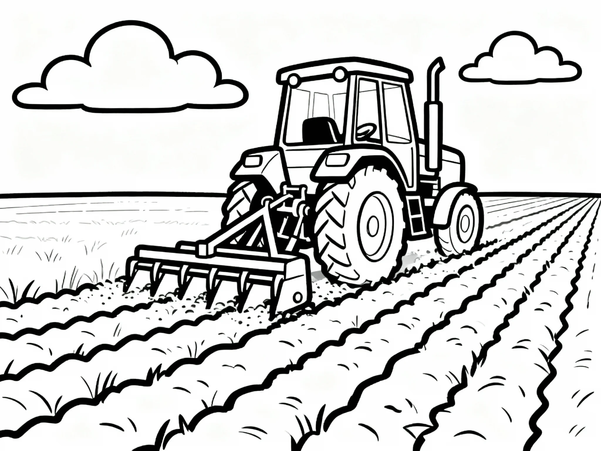 Tractor Plowing Fields