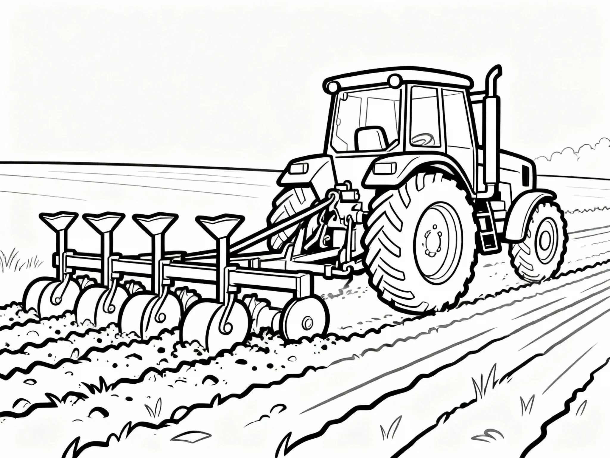 Tractor Pulling Plow