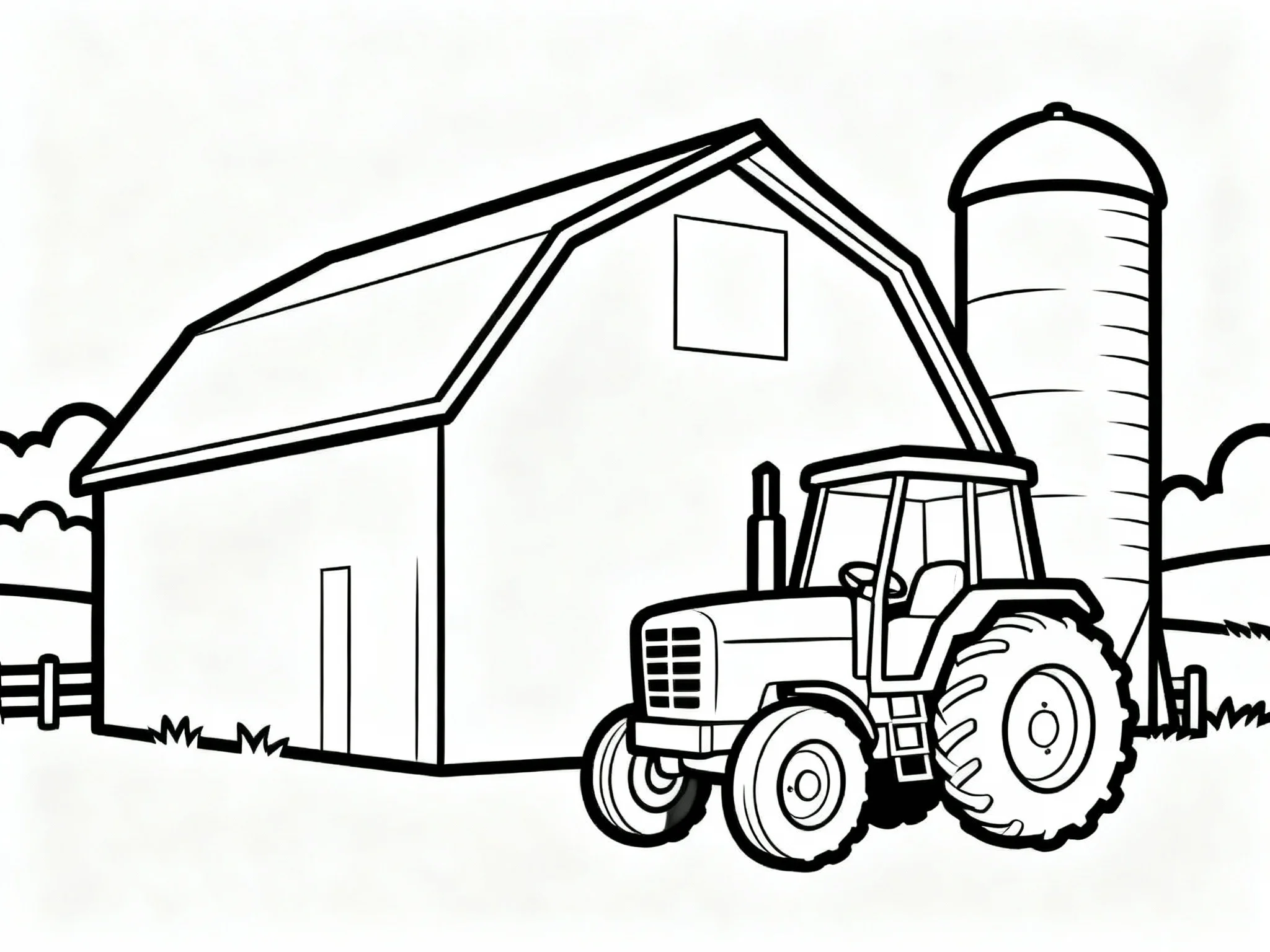 Tractor and Barn