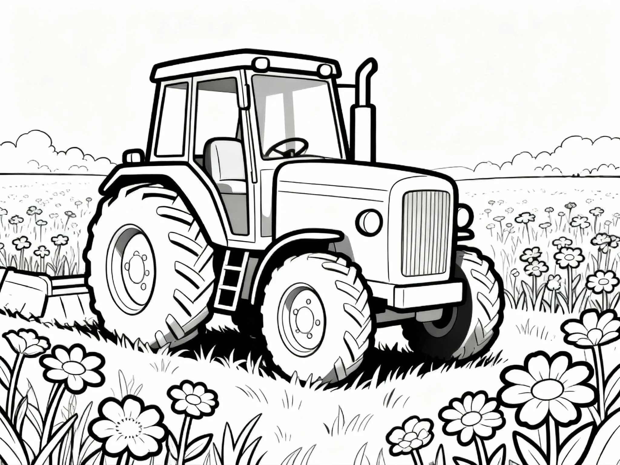 Tractor with Flowers