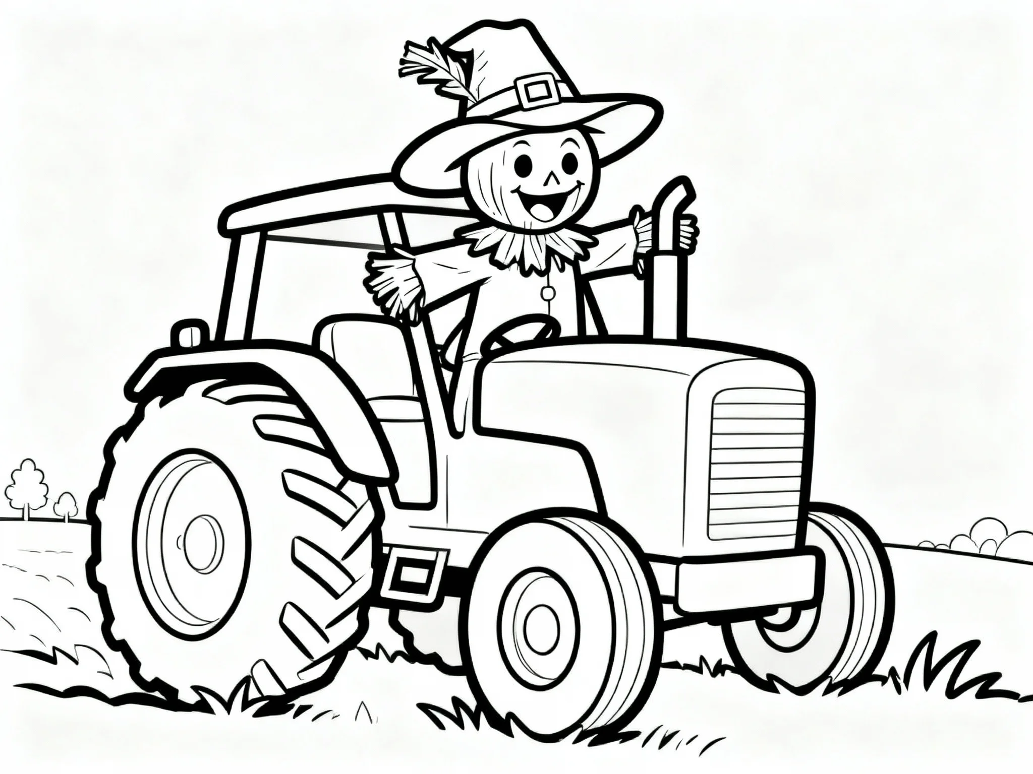 Tractor with Scarecrow Hat