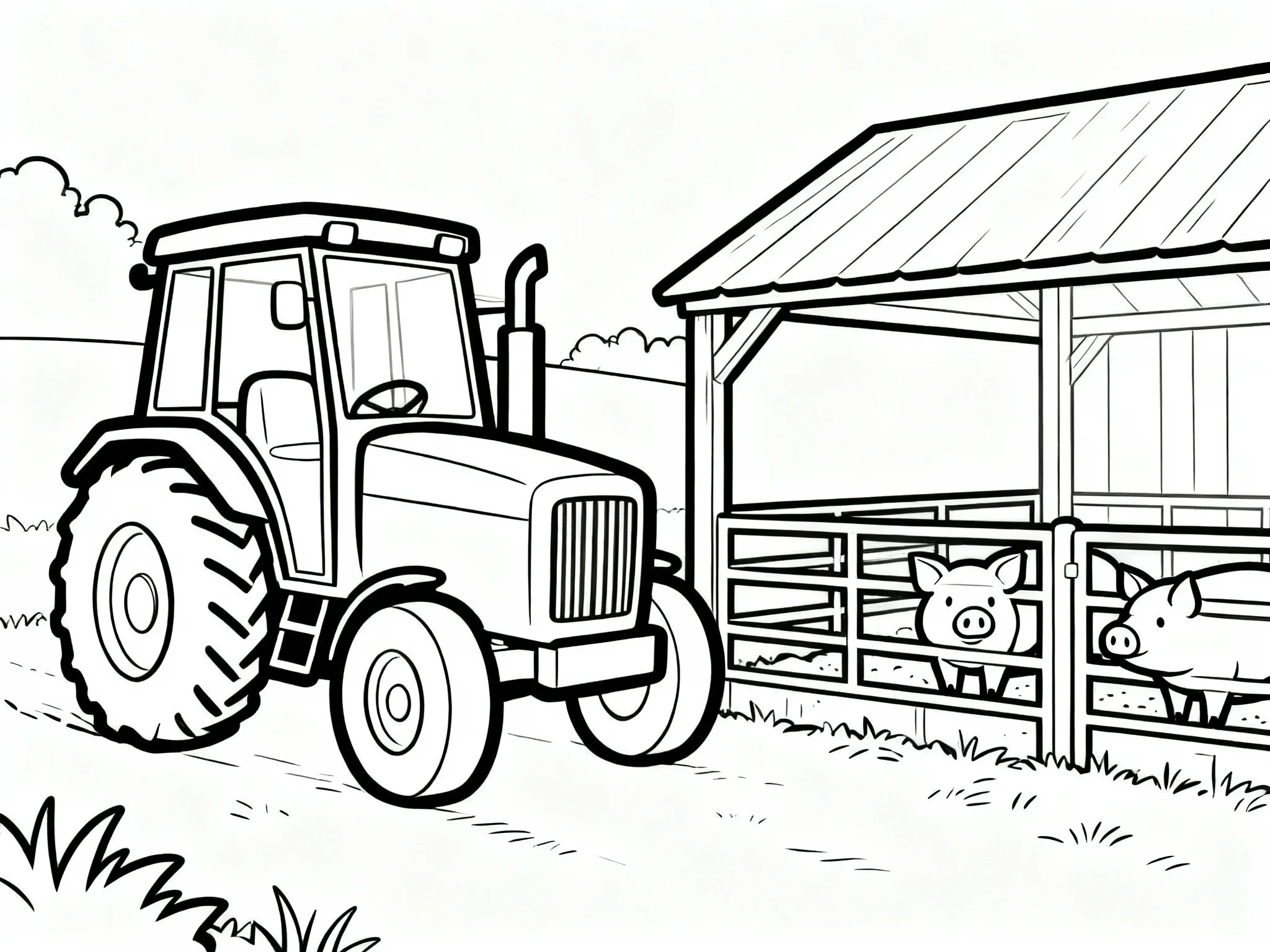 Tractor with Pigs