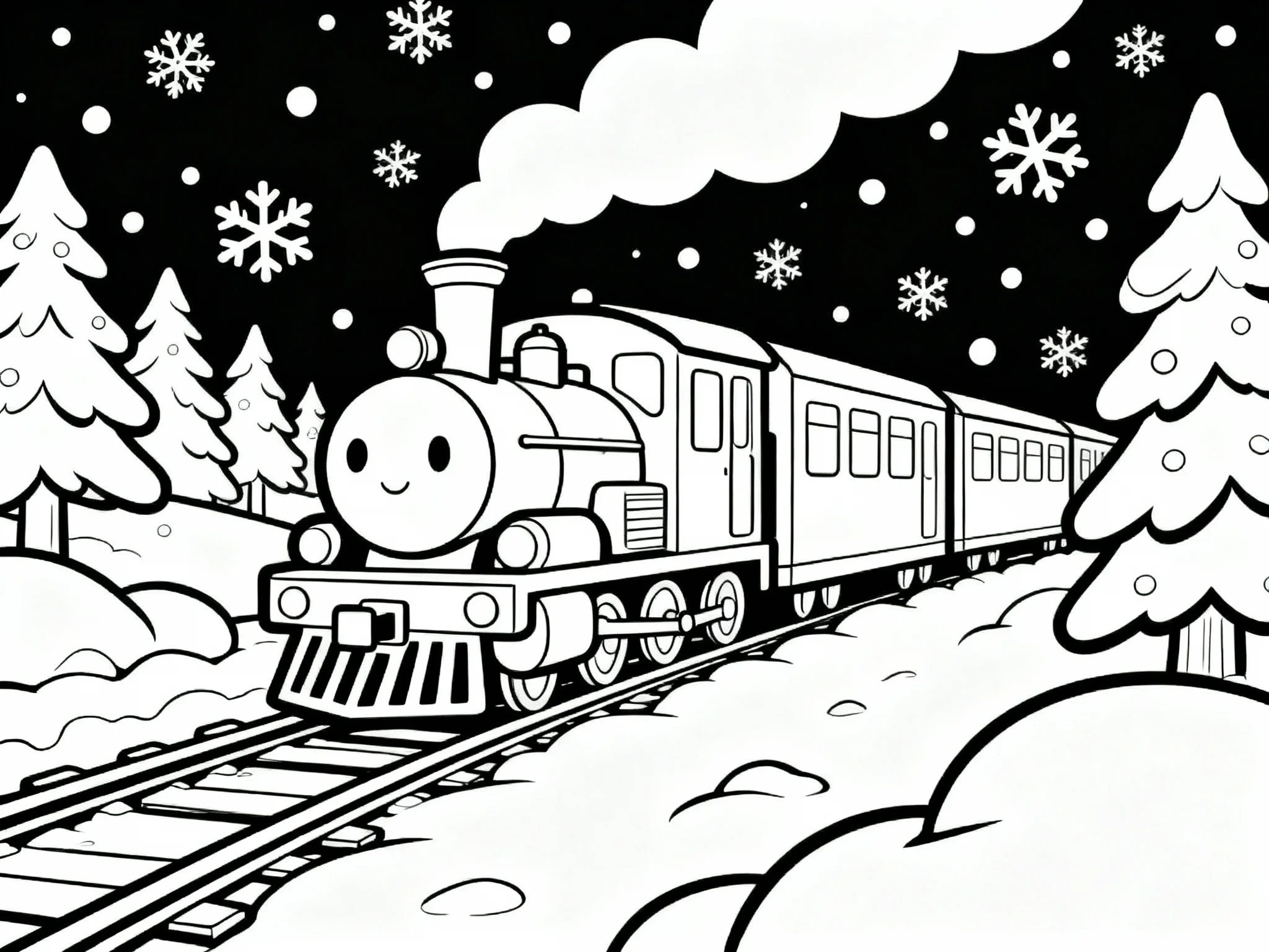 Train on Snowy Tracks